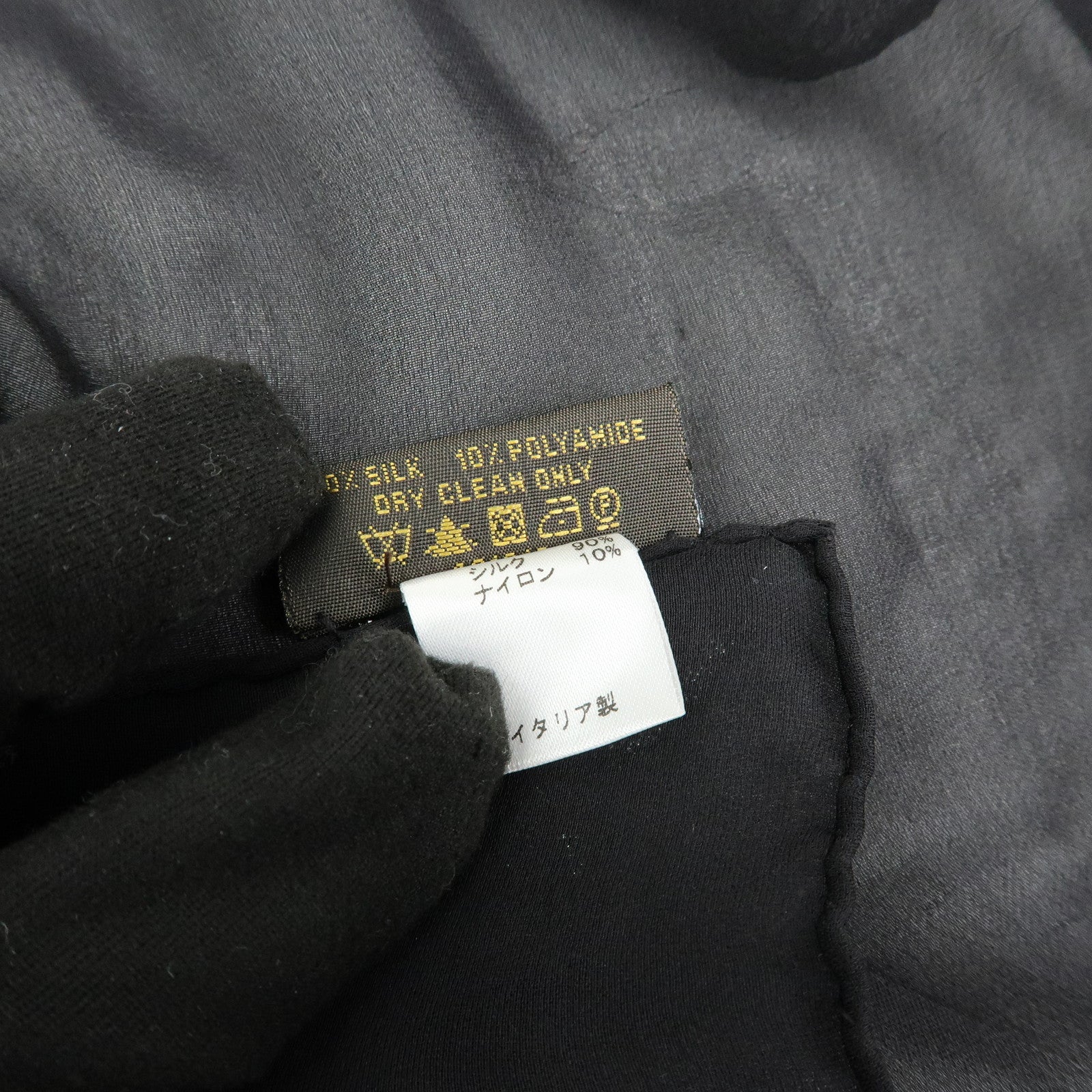 Louis Vuitton Silk Nylon Scarf Shawl Glitter Black
