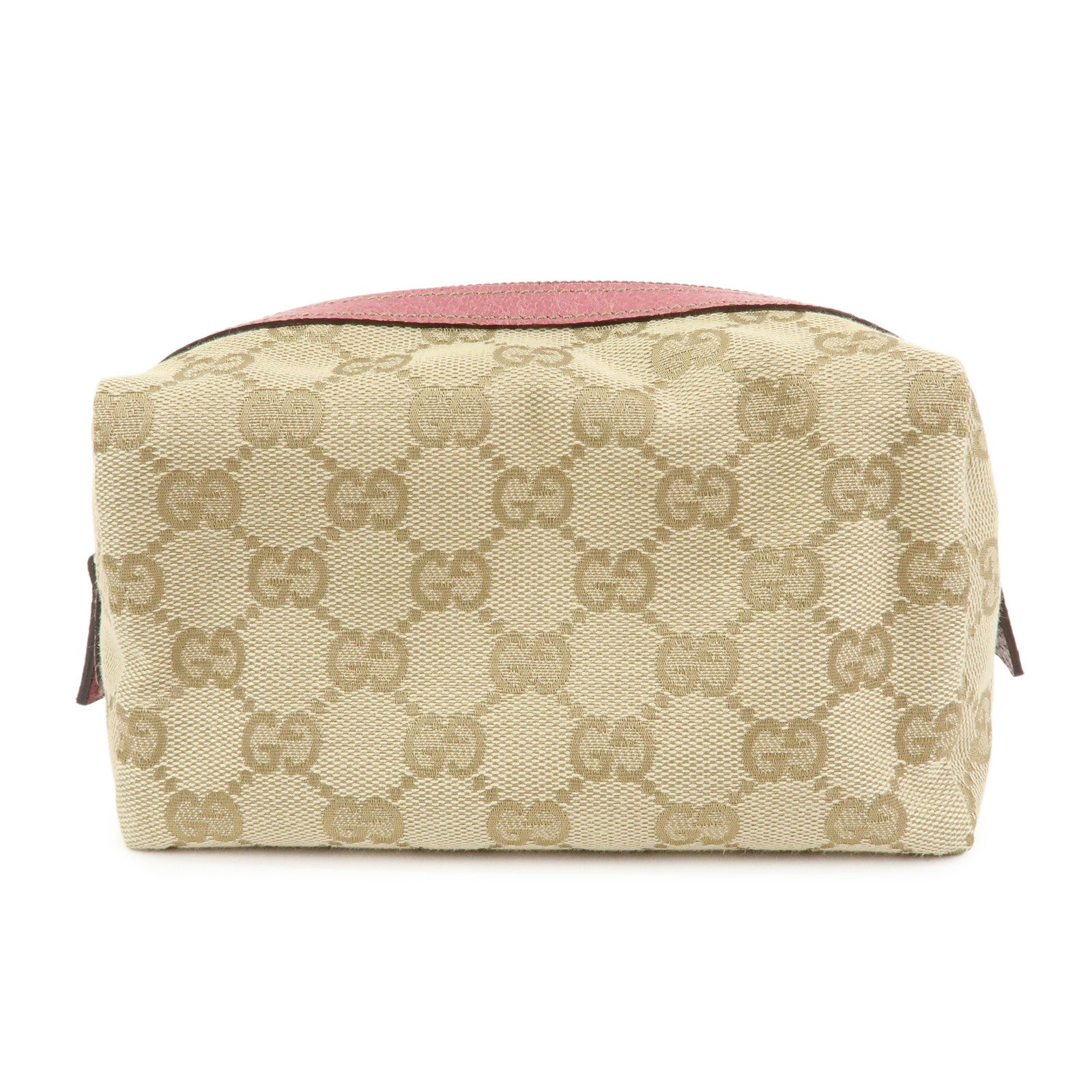 GUCCI GG Canvas Leather Pouch Cosmetic Case Beige Pink 29595