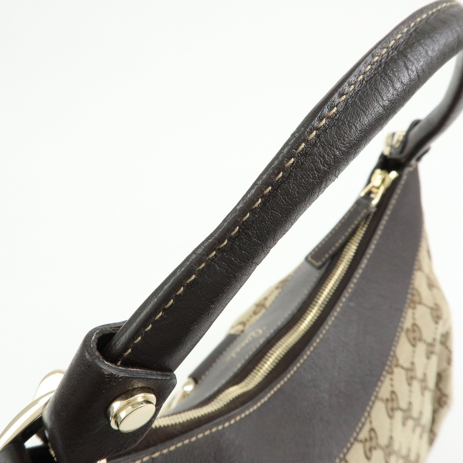 GUCCI Abbey GG Canvas Leather Shoulder Bag Hand Bag Brown 189833