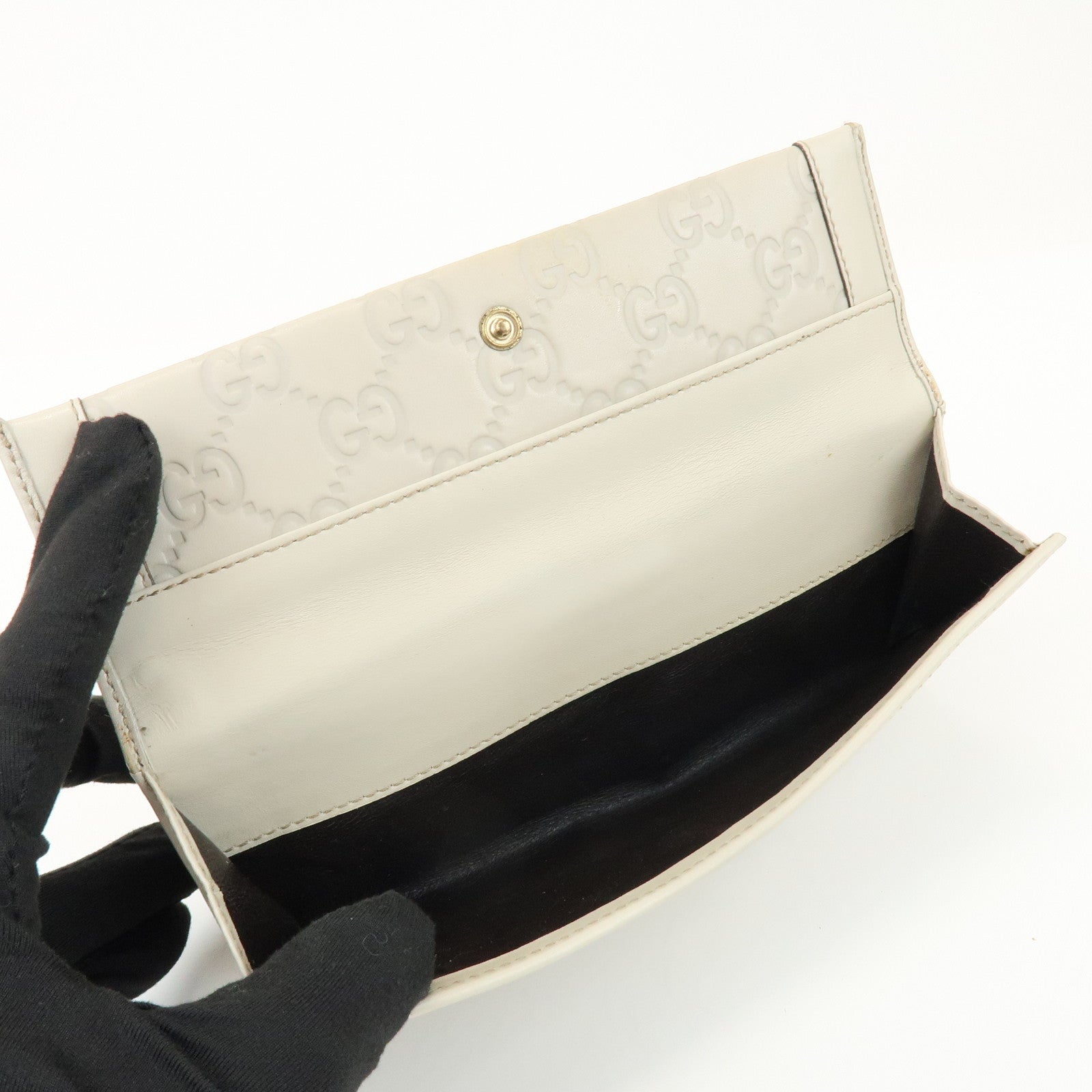 GUCCI Guccissima Leather Long Wallet Ivory Gold 146199