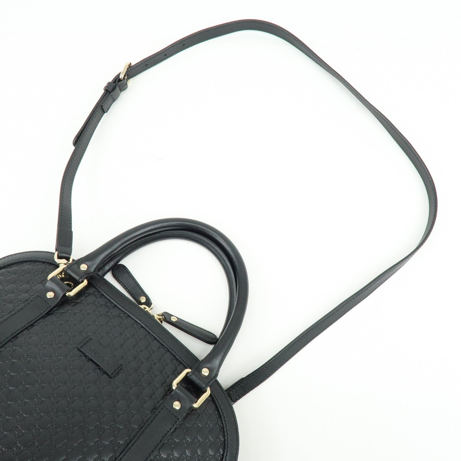 GUCCI Micro Guccissima Leather 2WAY Hand Shoulder Bag Black 449663