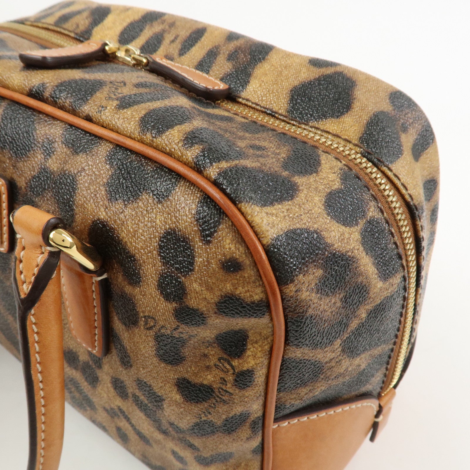 Dolce&Gabbana Leather Shoulder Bag Hand Bag Leopard Brown