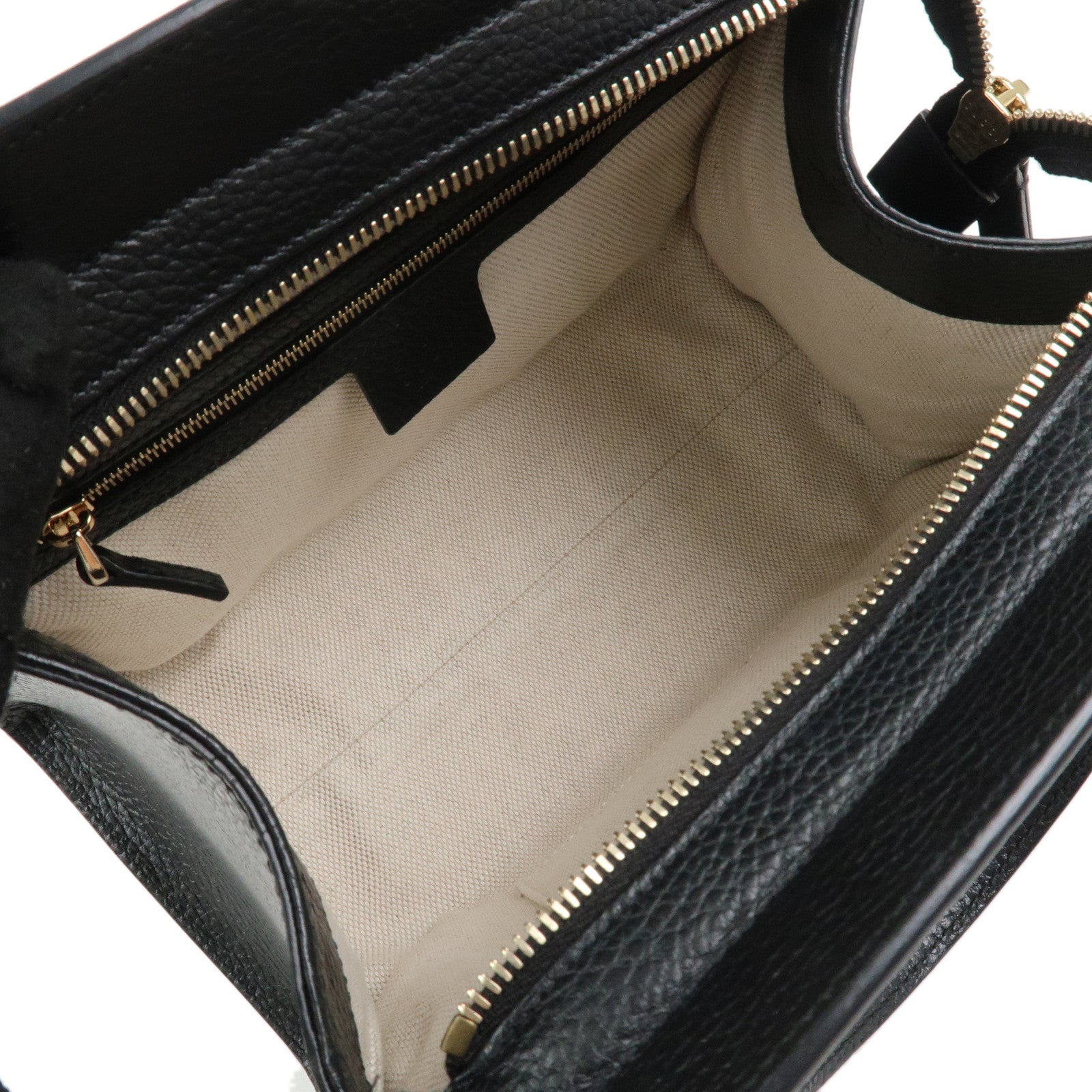 GUCCI SOHO Interlocking G Calf Leather 2Way Bag Black 607722