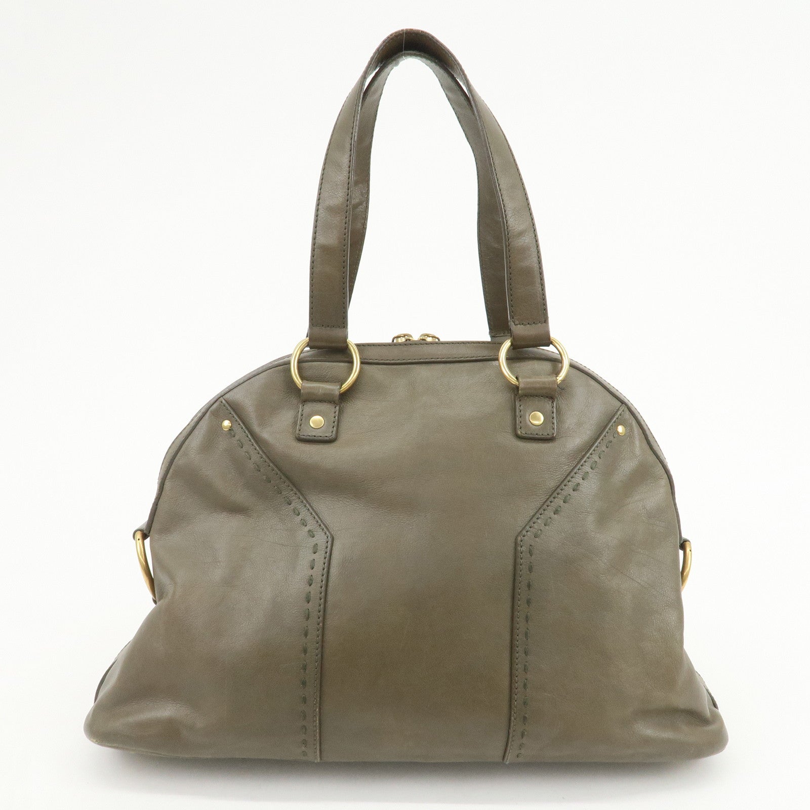 SAINT LAURENT PARIS Muse Leather Shoulder Bag Khaki 156464