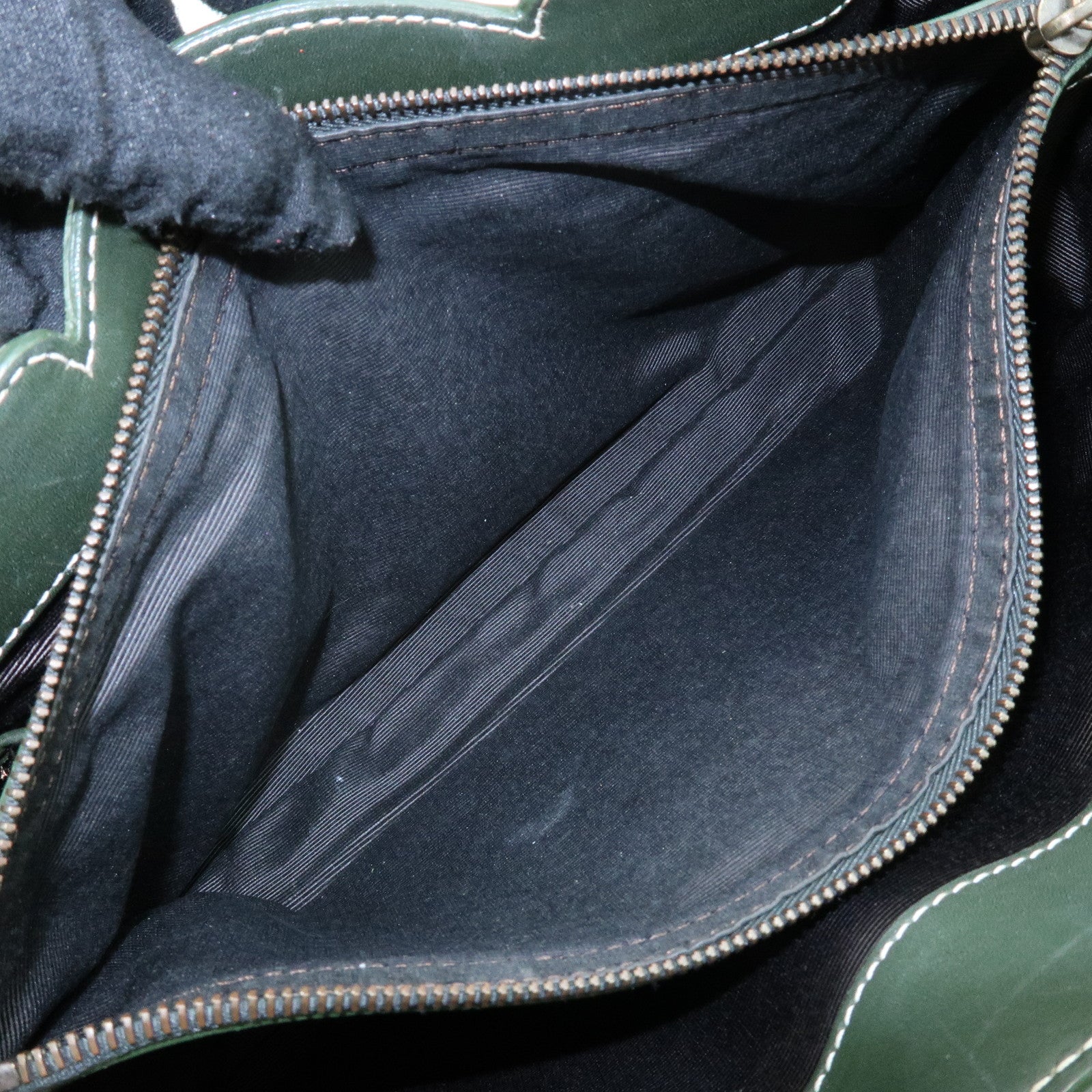 CELINE Boogie Bag Leather Hand Bag Tote Bag Dark Green