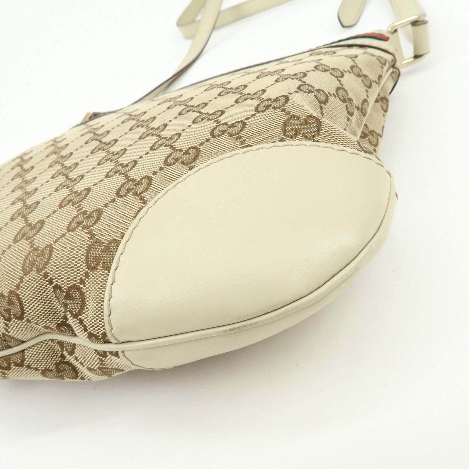 GUCCI Mayfair Sherry GG Canvas Leather Shoulder Bag Beige 257065
