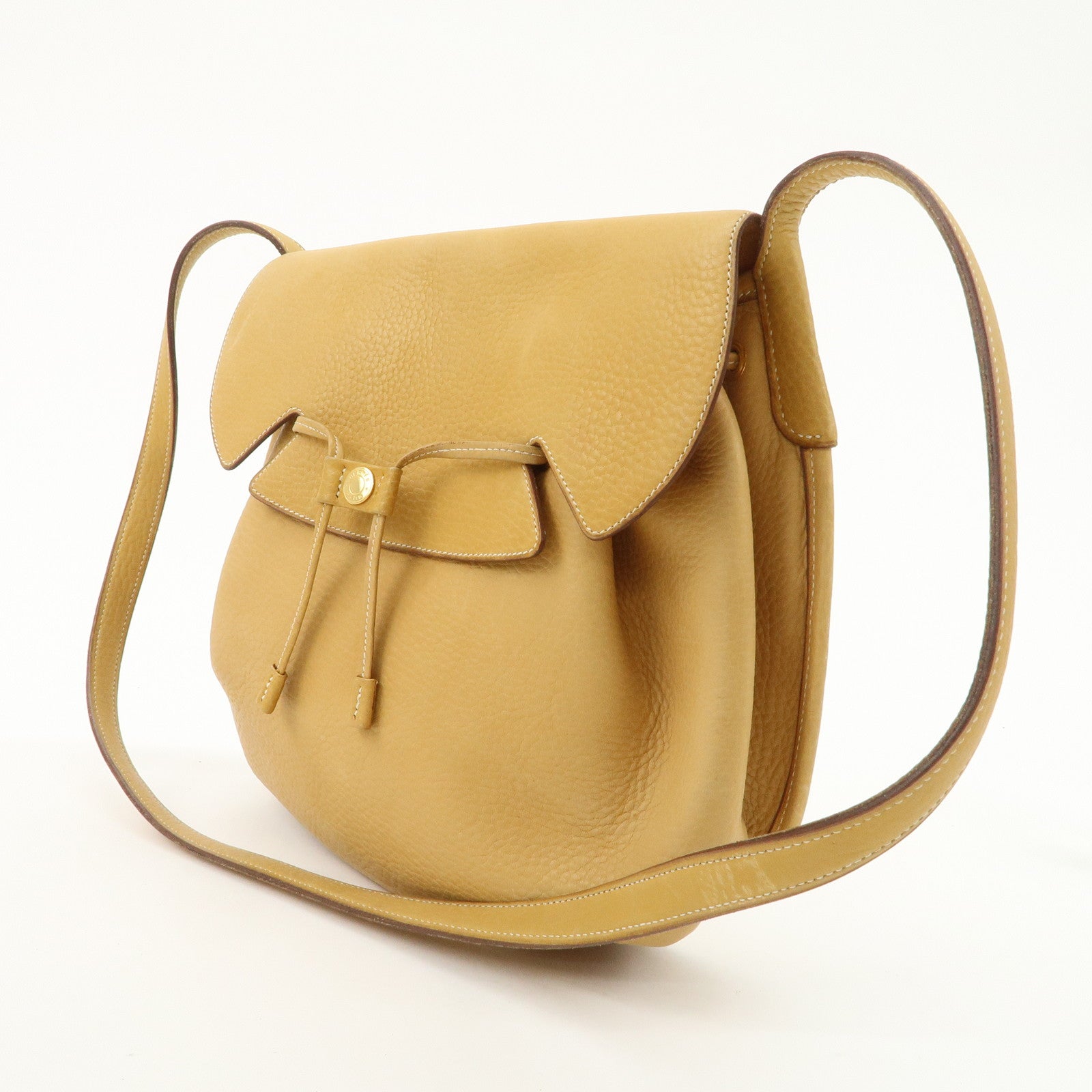 HERMES Fjord Leather Shoulder Bag OI Stamped Light Brown