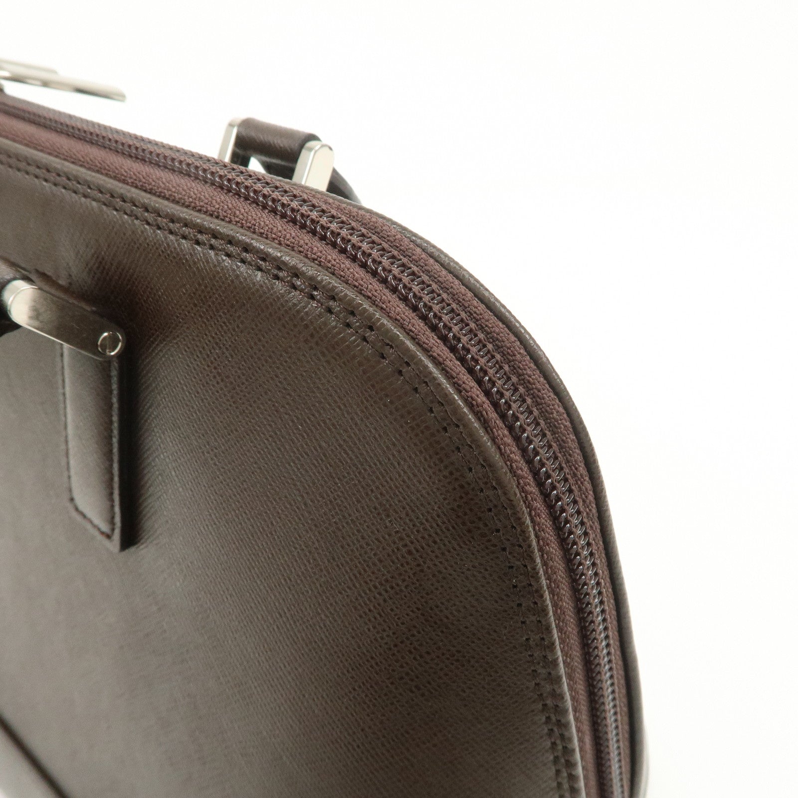 BURBERRY Logo Leather Hand Bag Brown