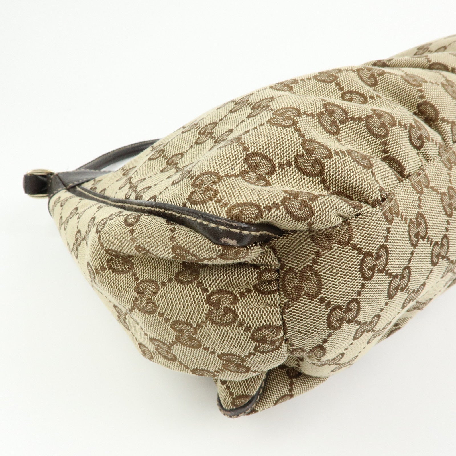 GUCCI Abbey GG Canvas Leather Shoulder Bag Hand Bag Brown 189833