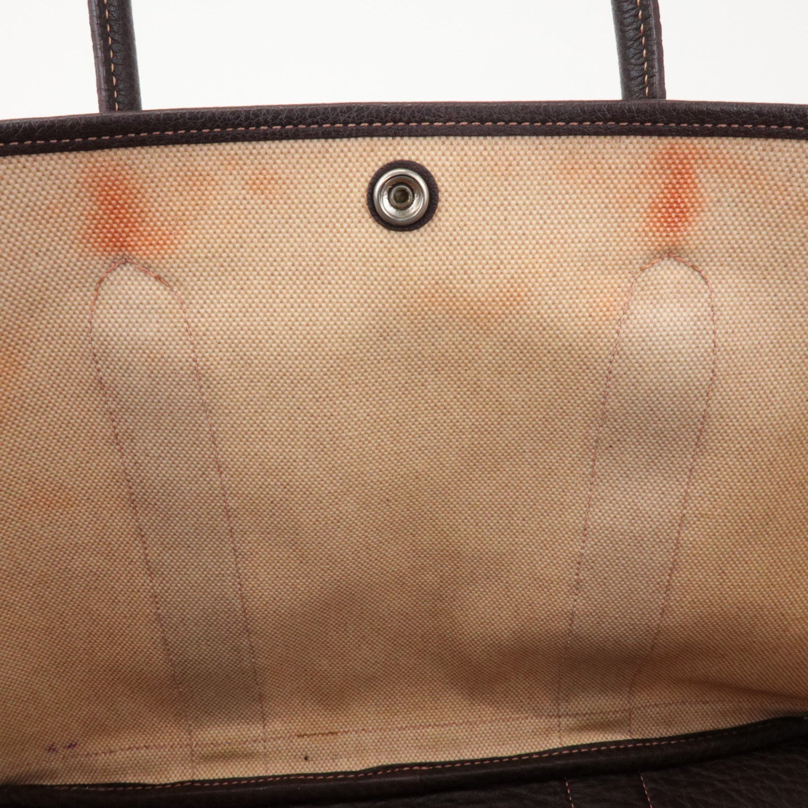 HERMES Toile Ash Garden Party PM □H Stamped Tote Bag Brown