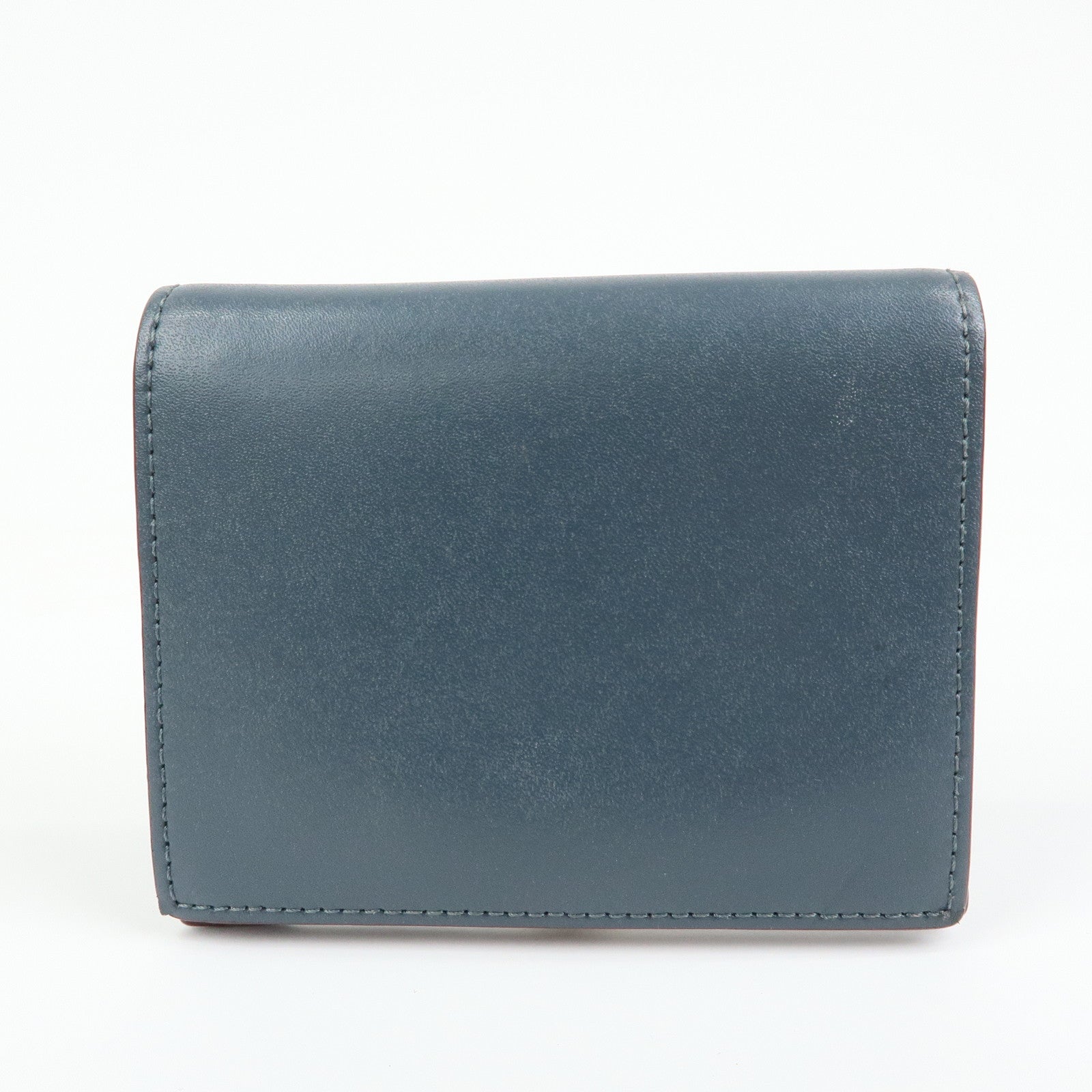 FENDI F is FENDI Leather Bi-fold Compact Wallet Gray 8M0387