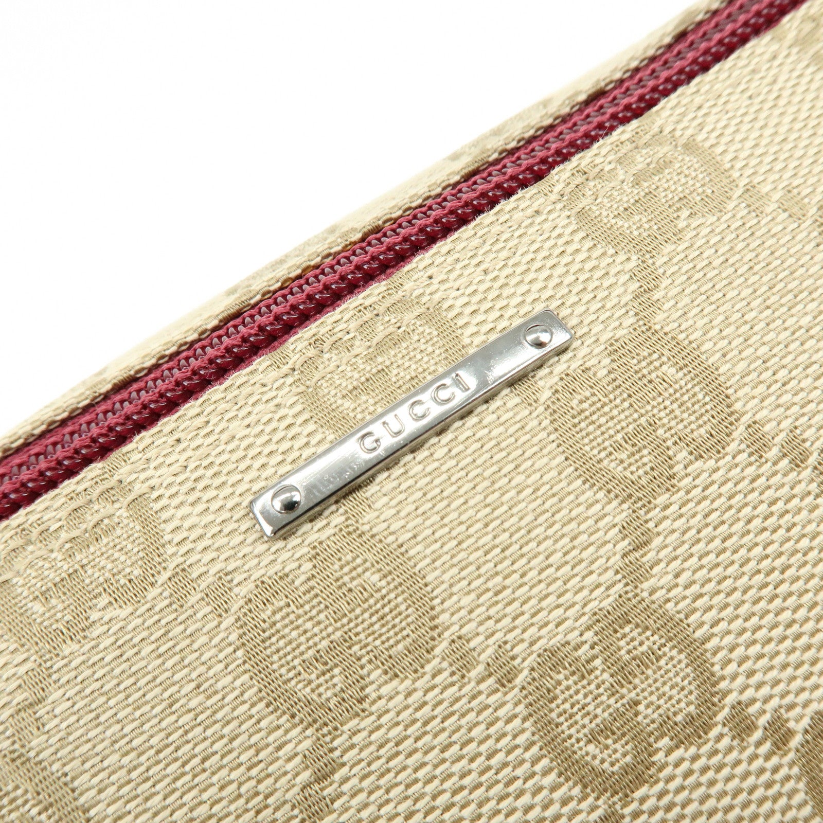 GUCCI Boat Bag GG Canvas Leather Hand Bag Beige Pink 07198
