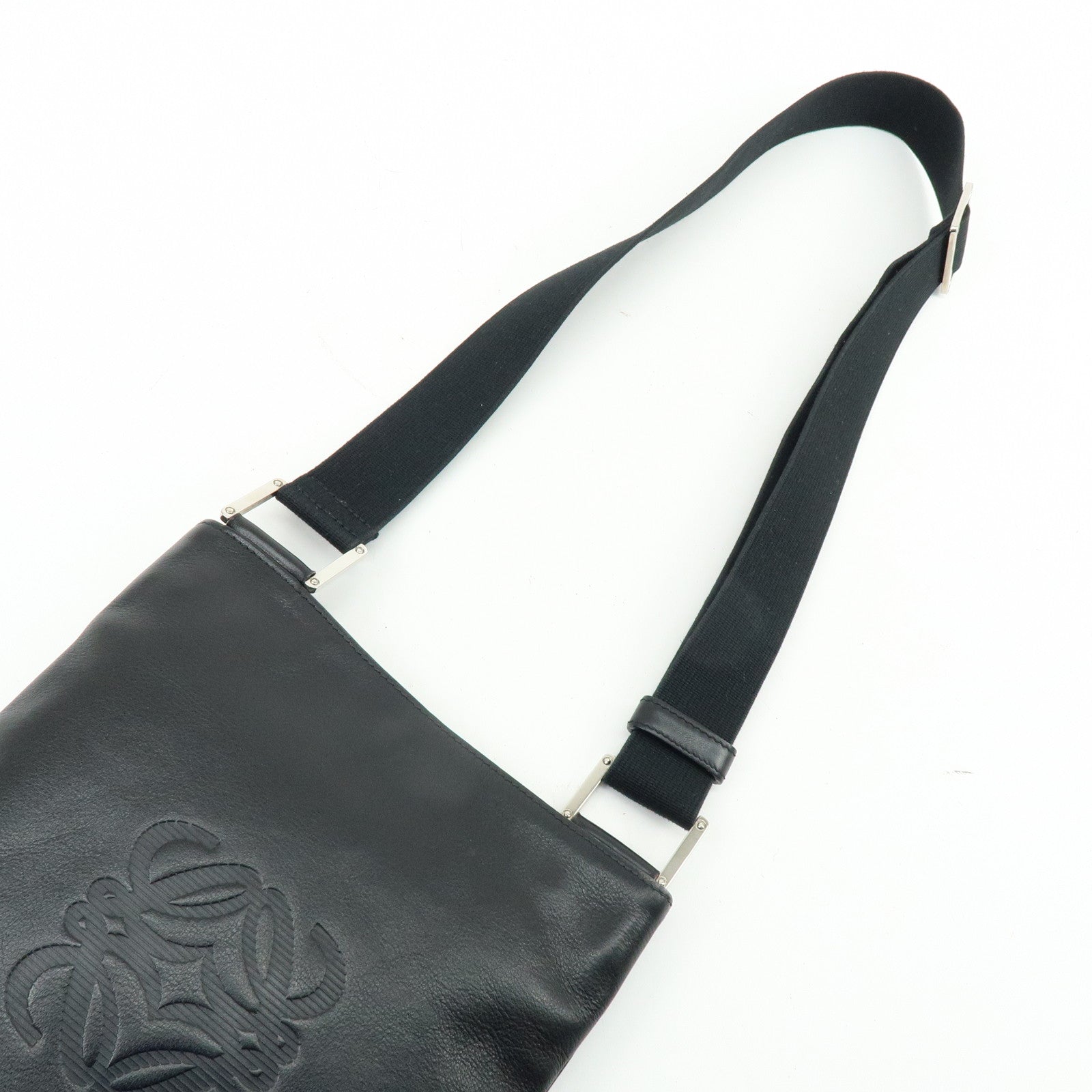 LOEWE Anagram Calf Leather Shoulder Bag Crossbody Bag Black