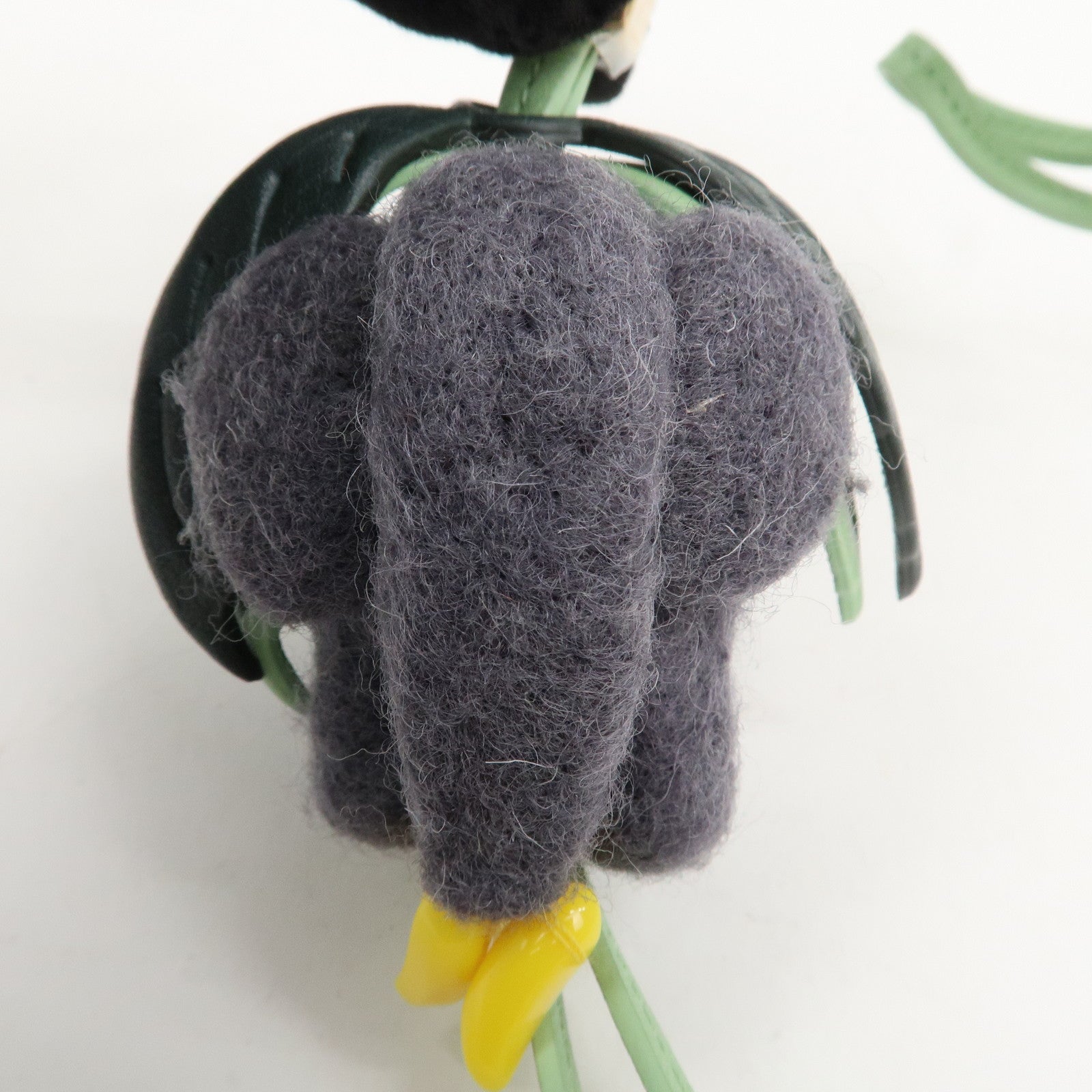 LOEWE Suna Fujita Calf Leather Felt Elephant Bag Charm Gray