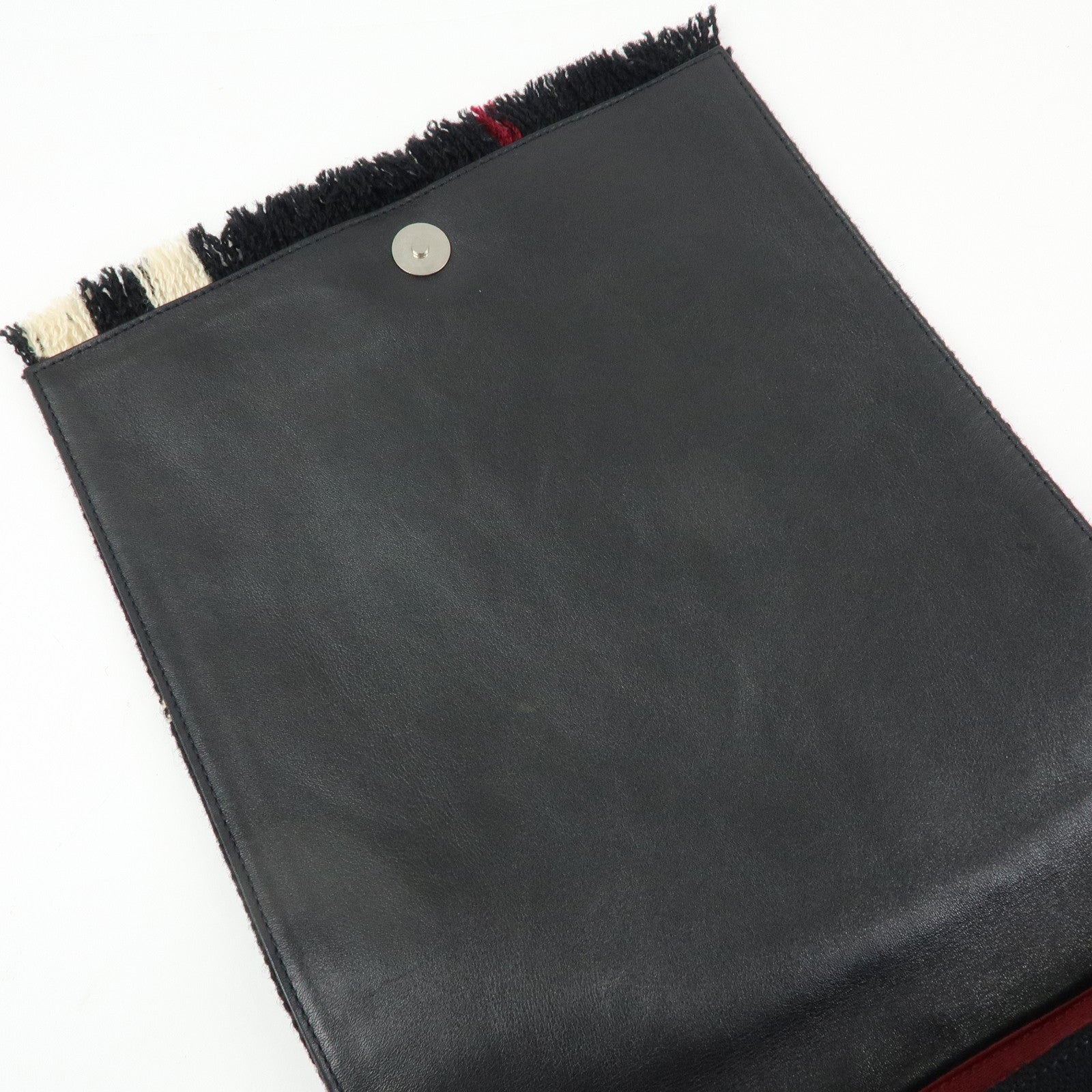 BURBERRY Plaid Wool Leather Shoulder Bag Crossbody Bag Black
