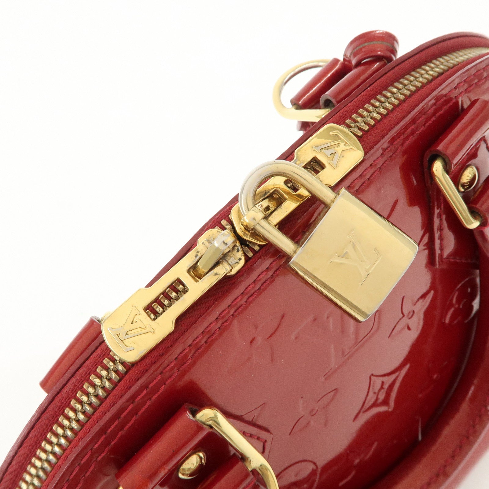Louis Vuitton Monogram Vernis Alma BB 2Way Bag Red M91606 Used