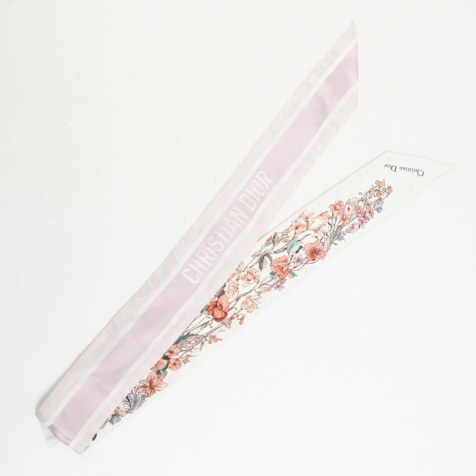 Christian Dior Mitzah Silk 100% Scarf Botanical Ivory Pink