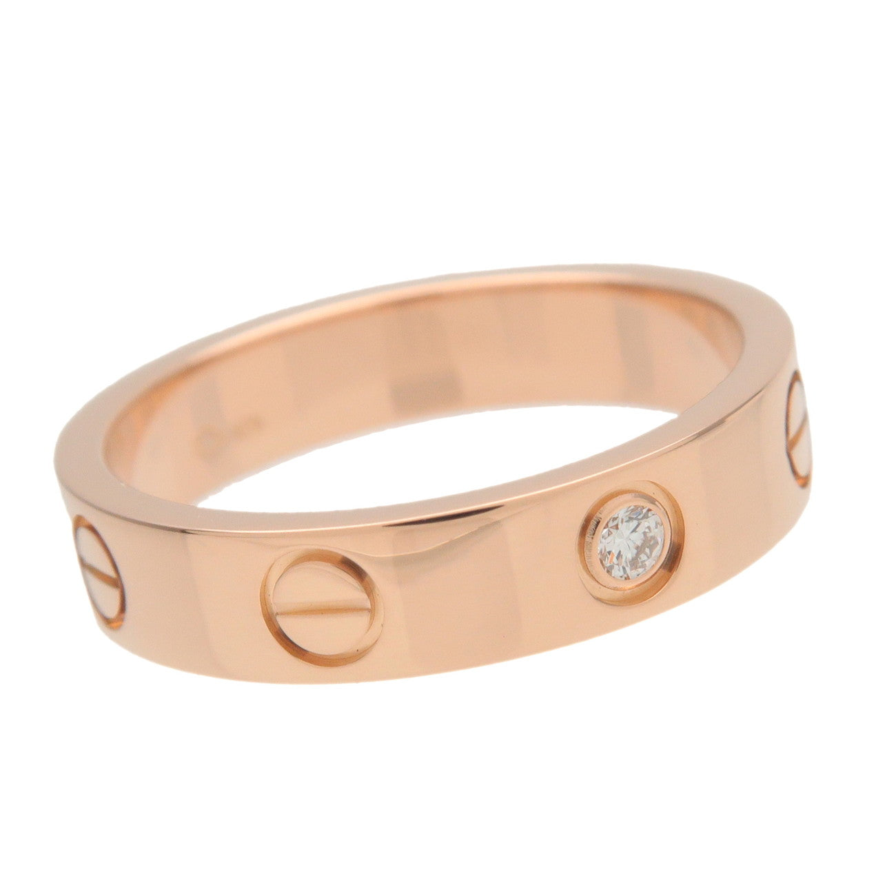 Cartier Diamond 750PG Mini Love Ring 1P Diamond Rose Gold #50 US5