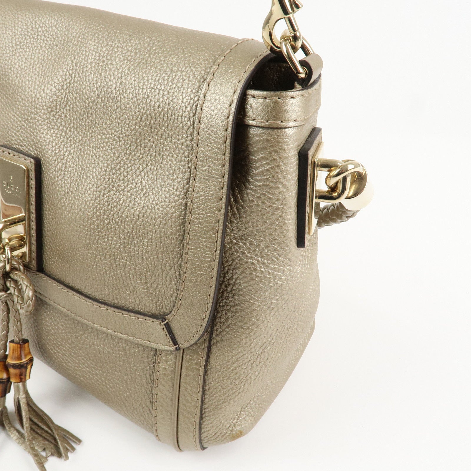 GUCCI Bamboo Leather Bella 2Way Shoulder Bag Hand Bag Gold 282301