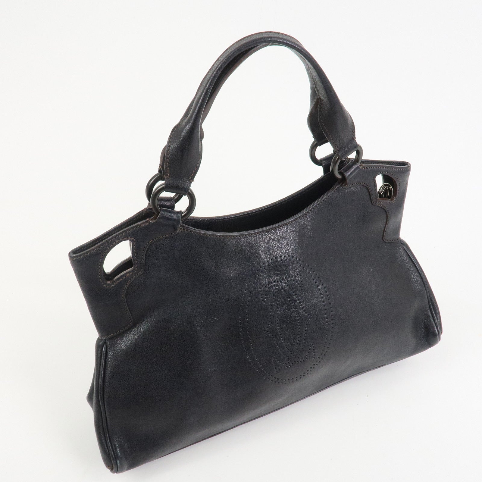 Cartier Marcello Leather Hand Bag Tote Bag Black