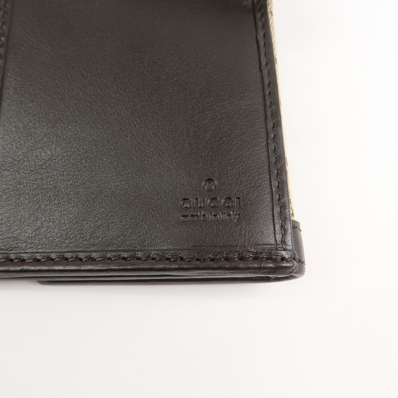 GUCCI Interlocking G GG Canvas Double Flap Long Wallet Brown 282426
