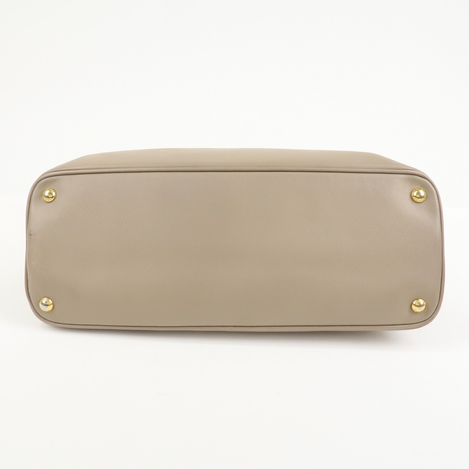 PRADA Triangle Logo Saffiano Leather Hand Bag Greige BL0812