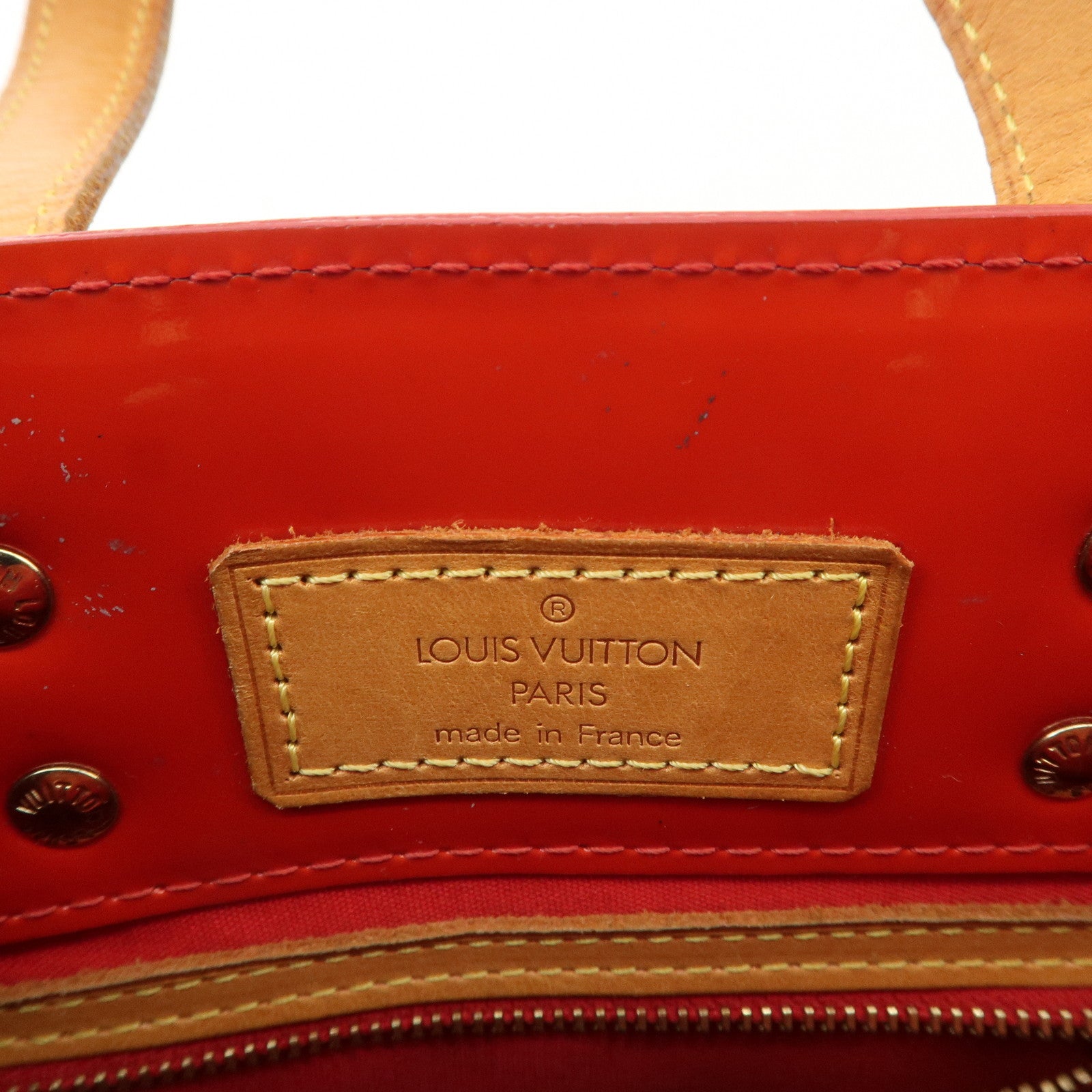 Louis Vuitton Monogram Vernis Lead PM Hand Bag Rouge M91088