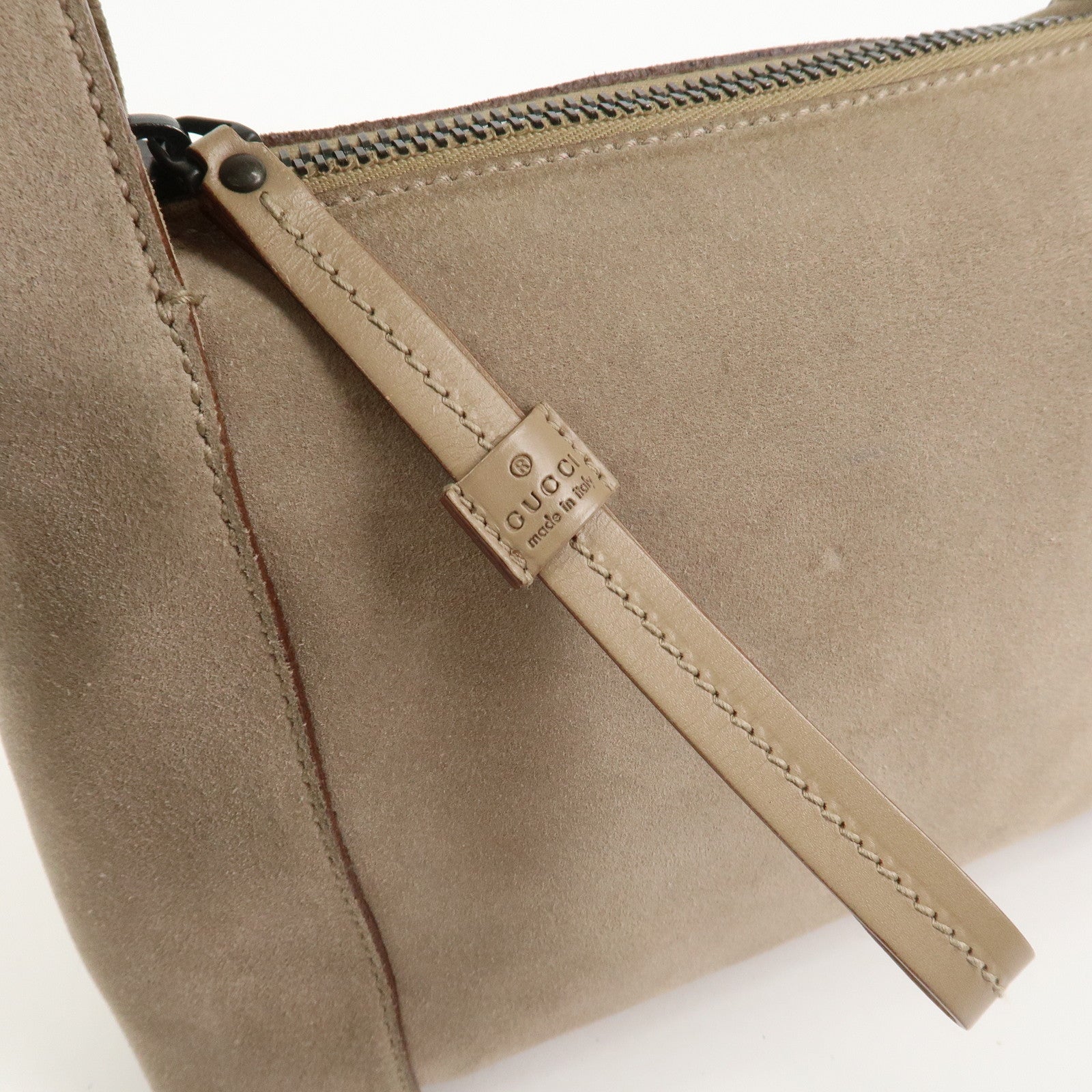 GUCCI Logo Suede Shoulder Bag Hand Bag Beige 101333