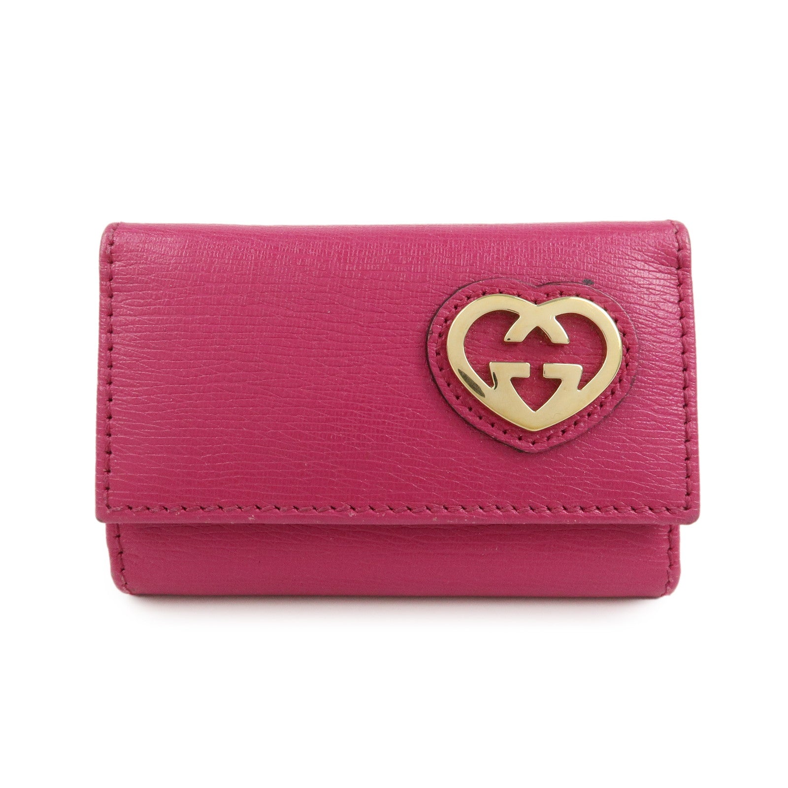 GUCCI Lovely Heart Interlocking G Leather 6 Ring Key Case 257217