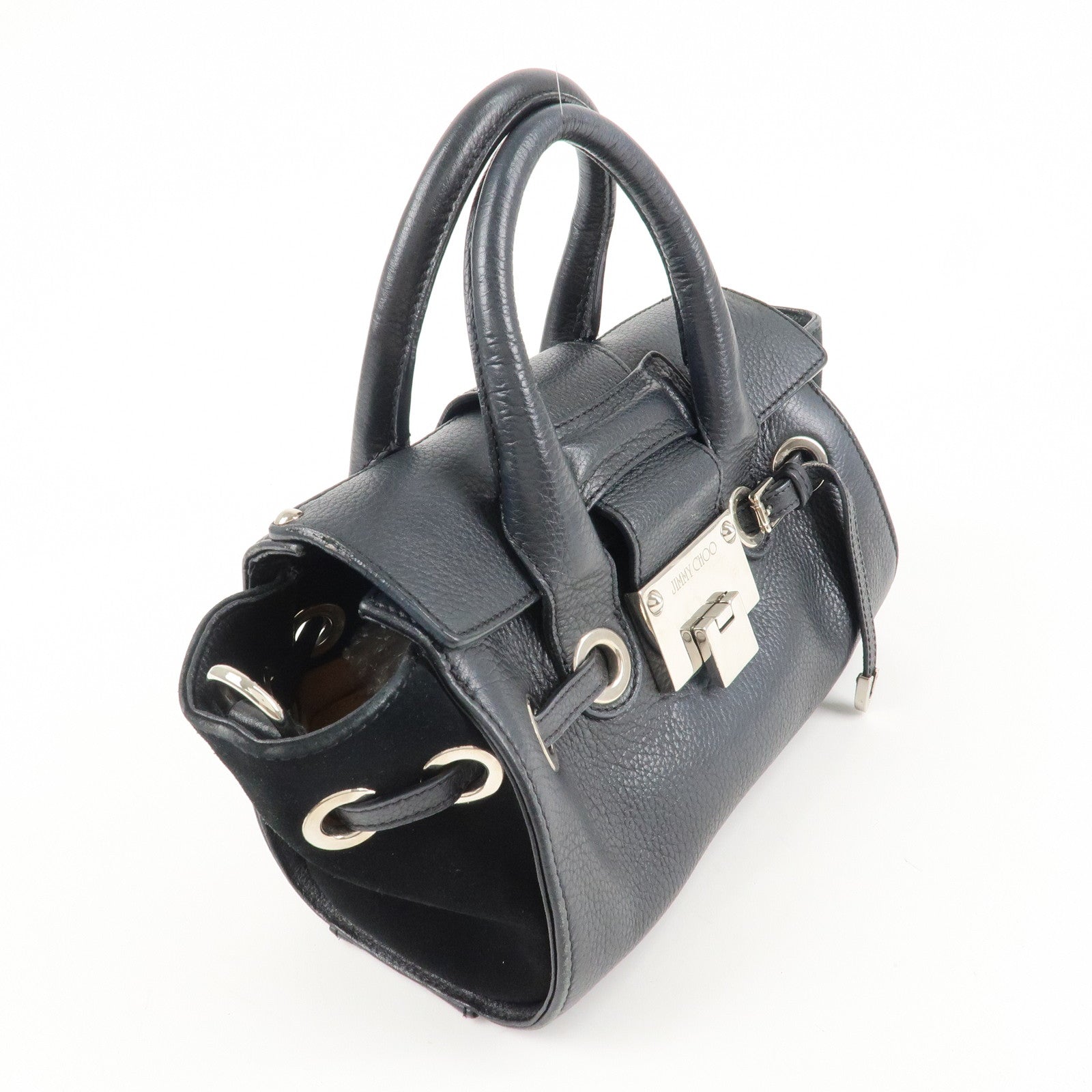 JIMMY CHOO Rosalie 2Way Leather Hand Bag Shoulder Bag Black Used