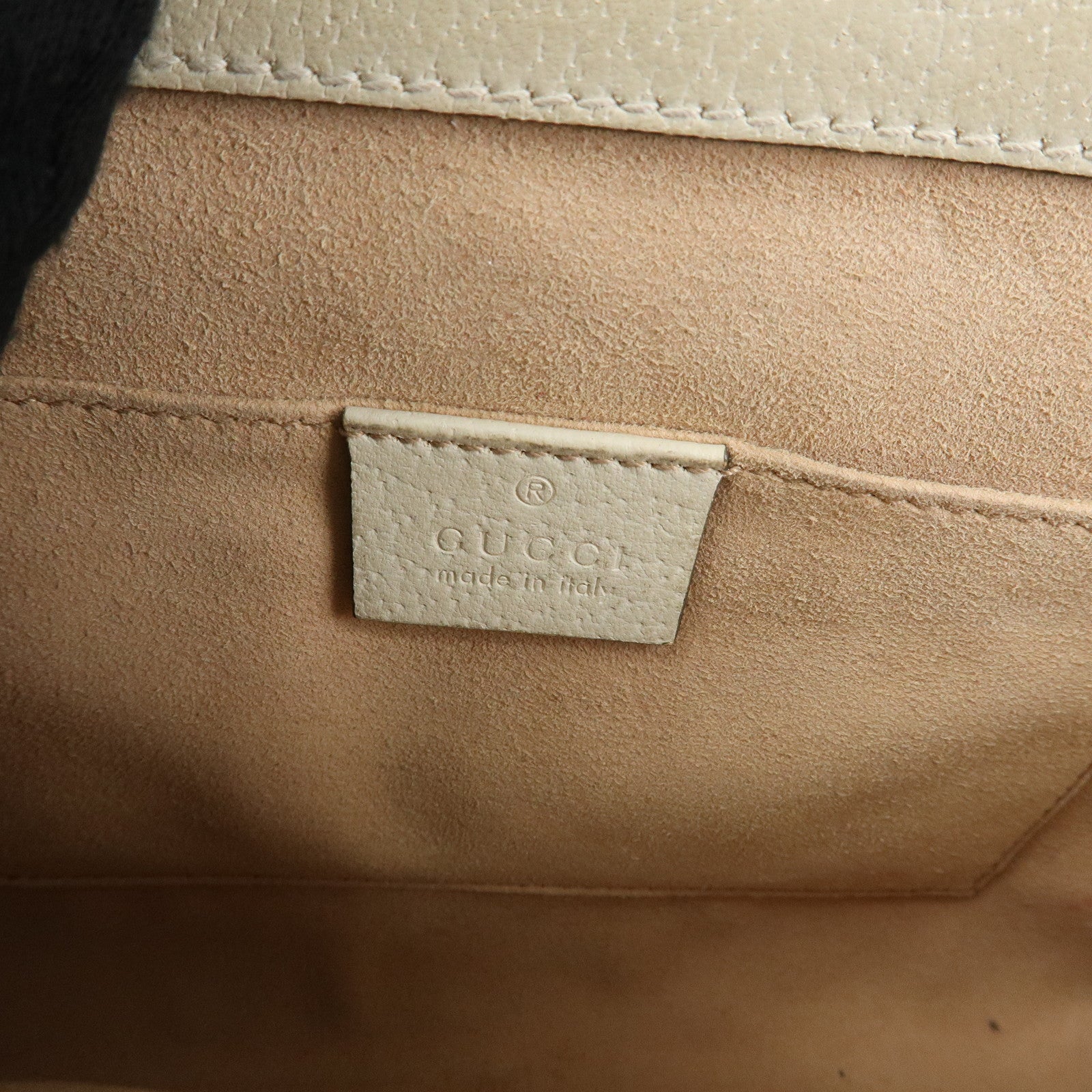 GUCCI Ophidia Sherry Leather Shoulder Bag Cutch Bag Ivory 503877