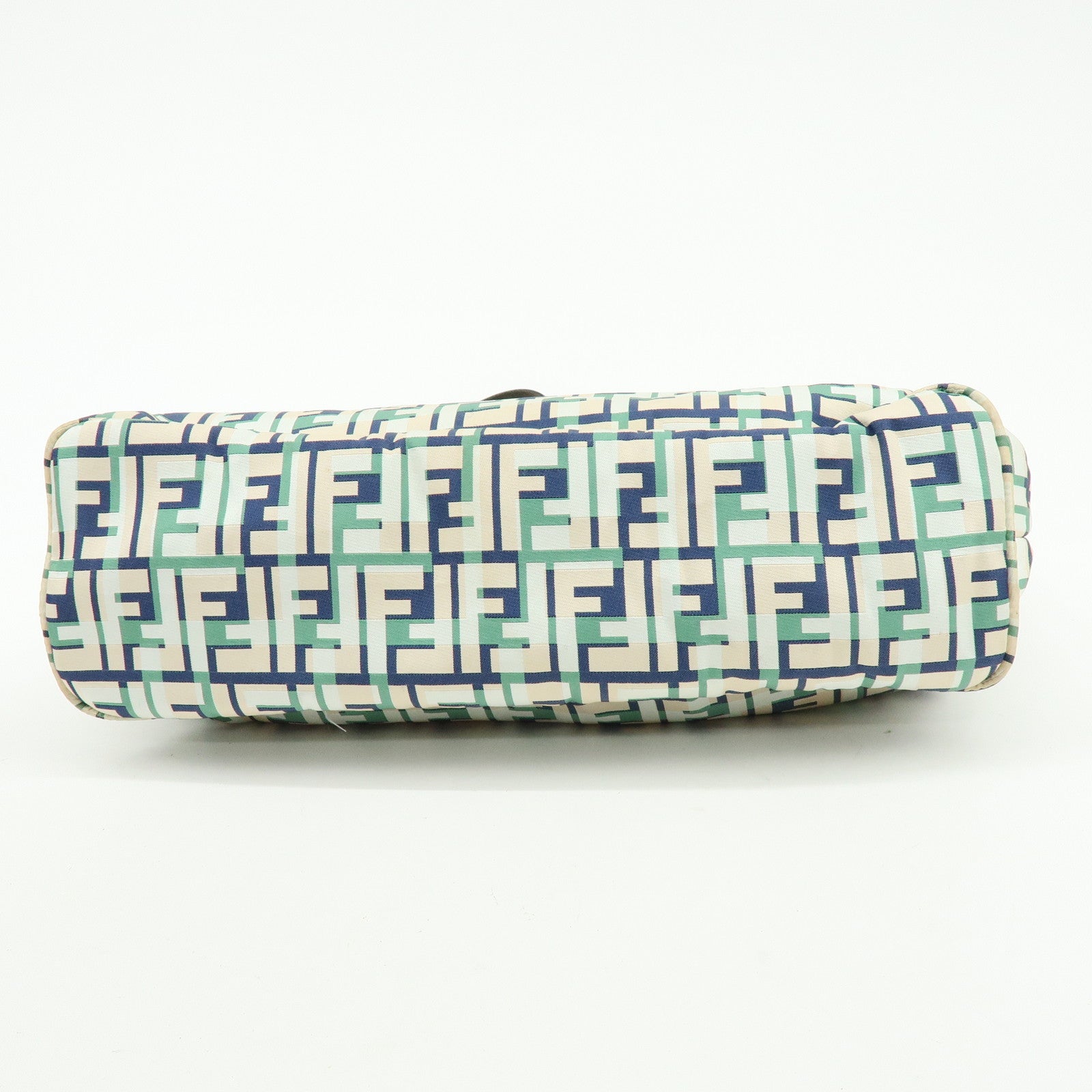 FENDI Zucca Nylon Leather Tote Bag Shoulder Bag Navy Green