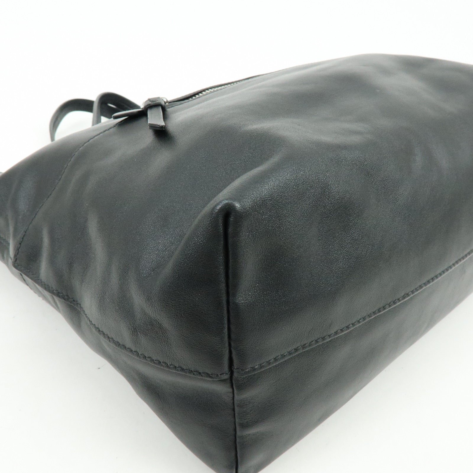 MIU MIU Logo Leather Tote Bag Shoulder Bag Hand Bag Black