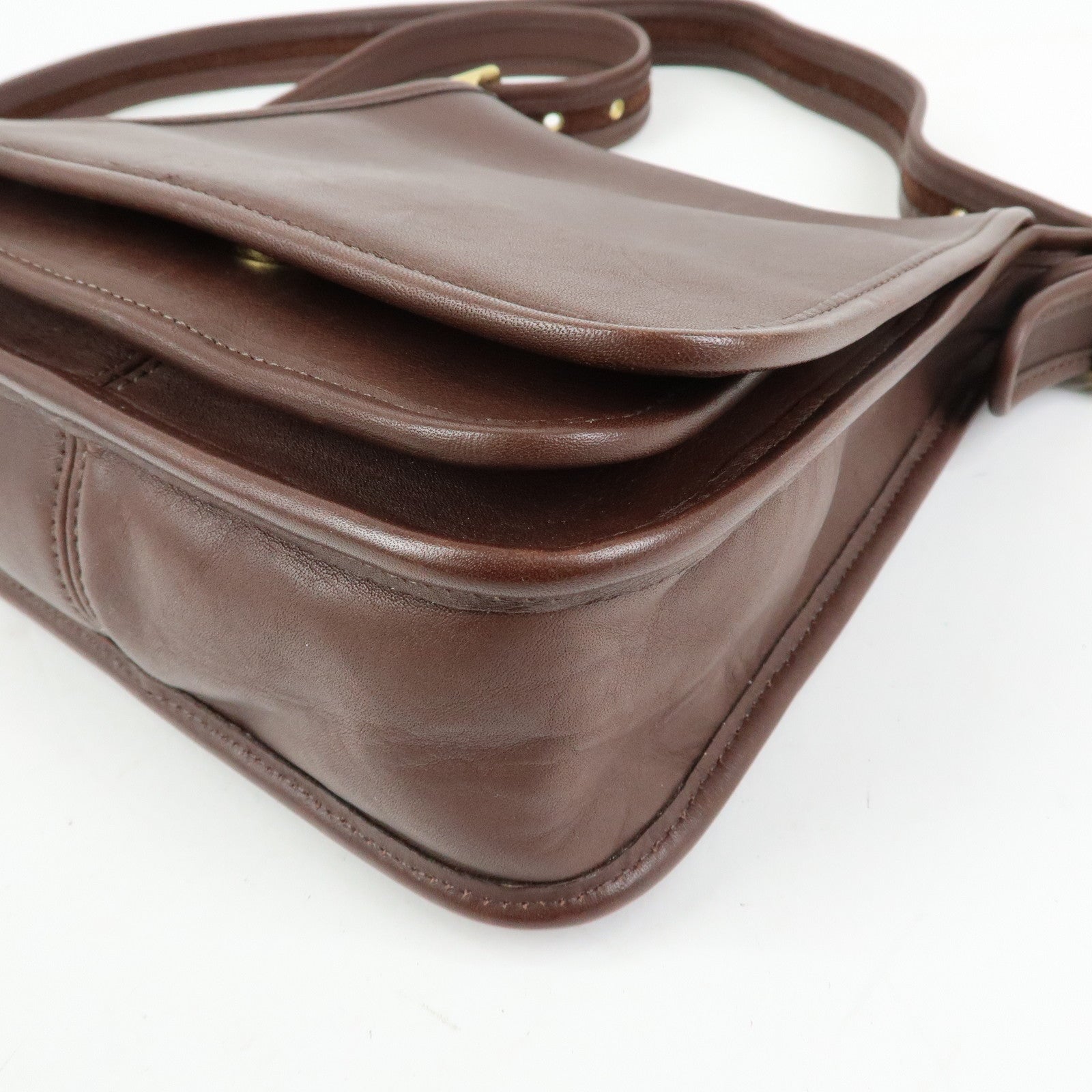 COACH Ergo Set of 2 Leather Shoulder Hand Bag Brown Beige Yellow