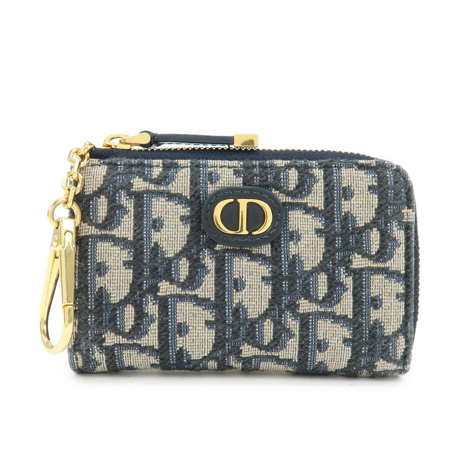 Christian Dior Oblique 30 Montaigne Jacquard Canvas Coin Case Navy