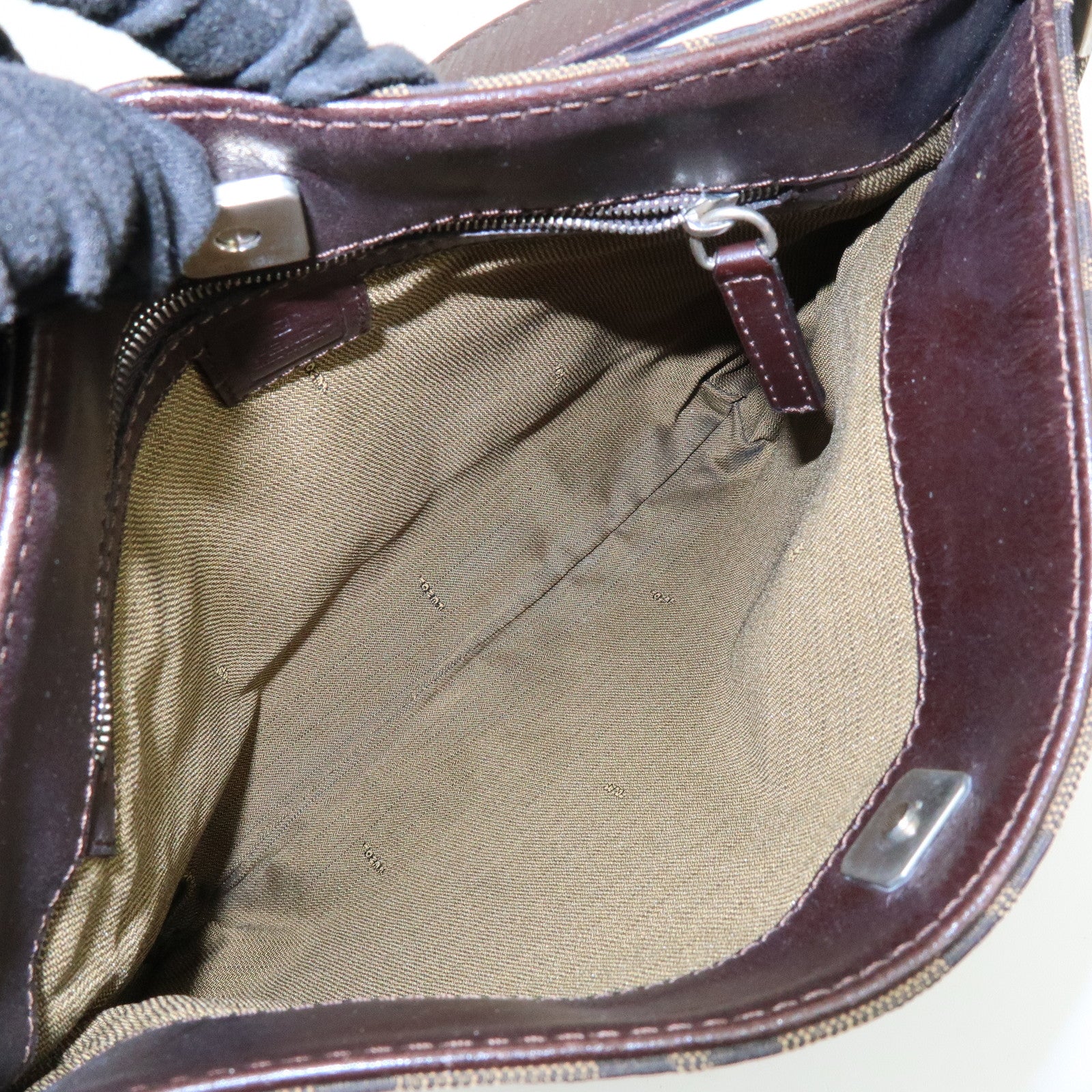 FENDI Zucca Canvas Leather Shoulder Bag Brown Black 83150820992