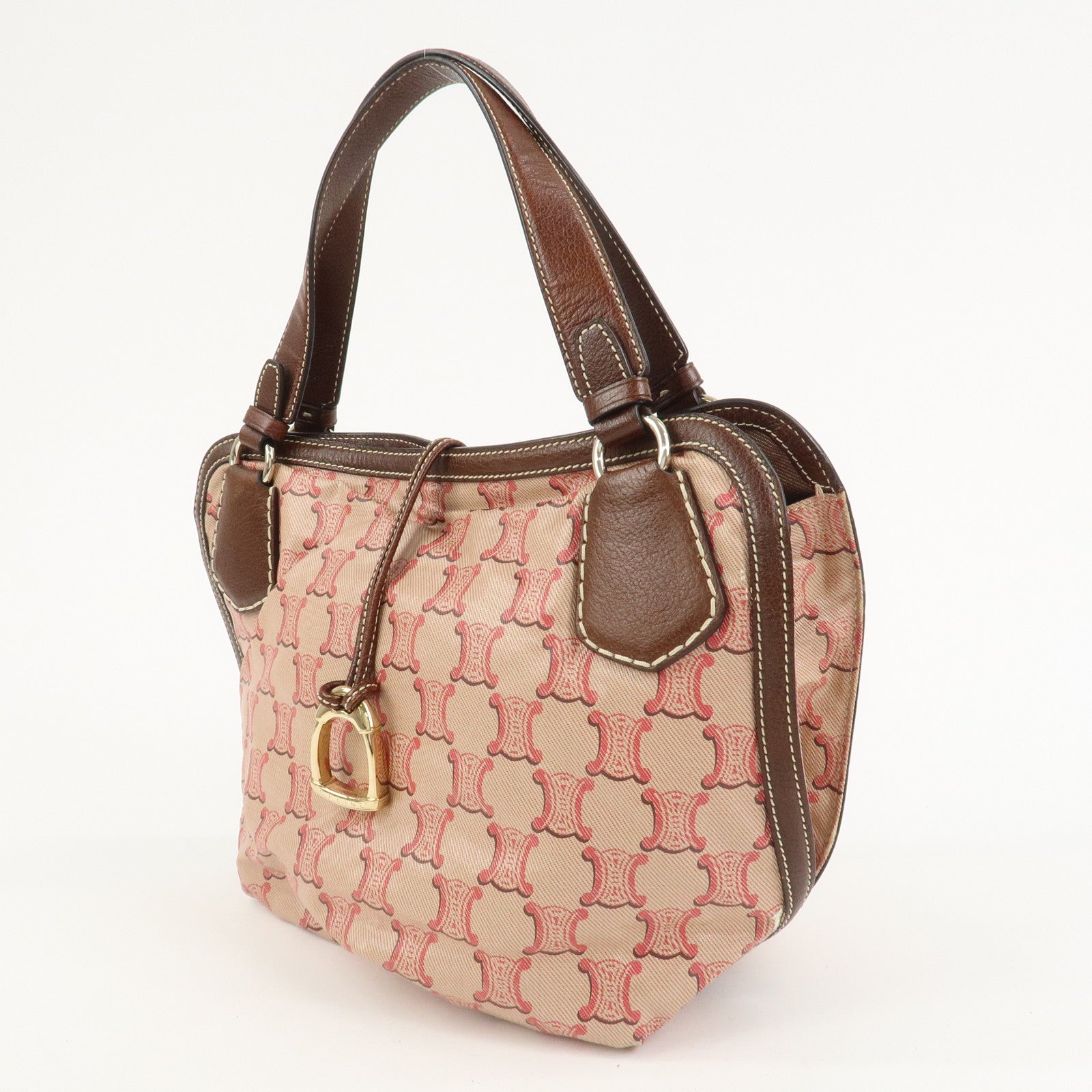 CELINE Bitter Sweet Macadam PVC Canvas Leather Hand Bag Pink