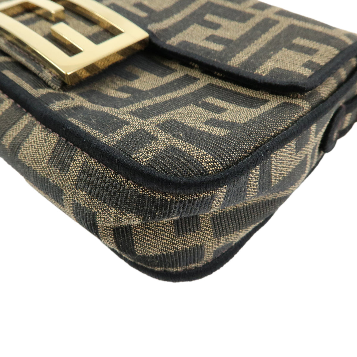 FENDI Zucca Jaquard Canvas Baguette Small 2Way Hand Bag Brown 8BS017
