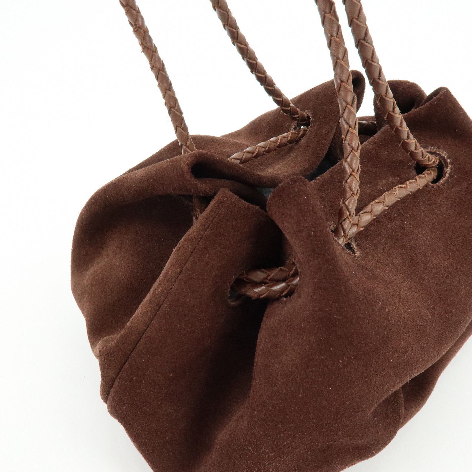 BOTTEGA VENETA Suede Leather Drawstring Shoulder Bag Brown