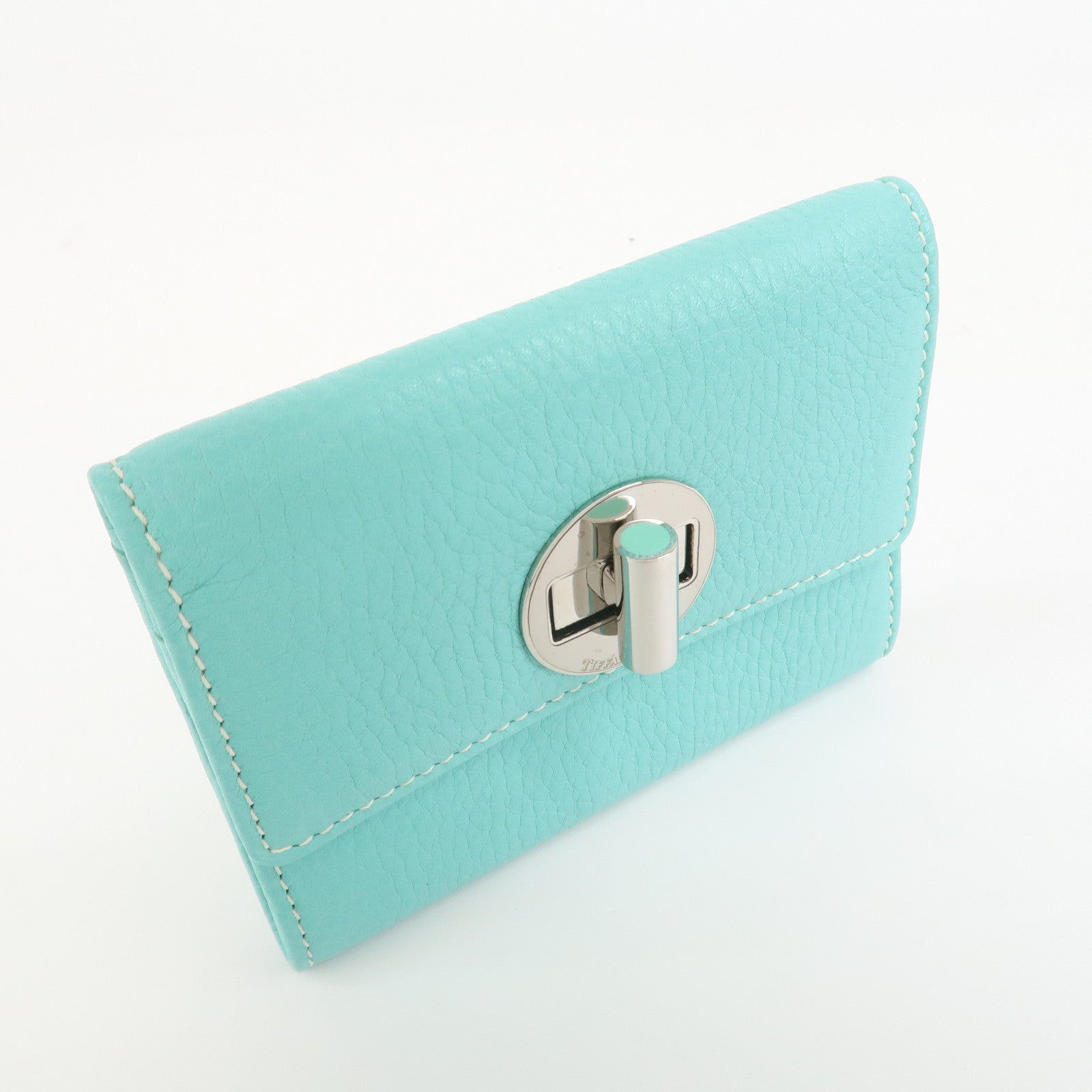 Tiffany & Co Leather Compact Bi-fold Wallet Tiffany Light Blue