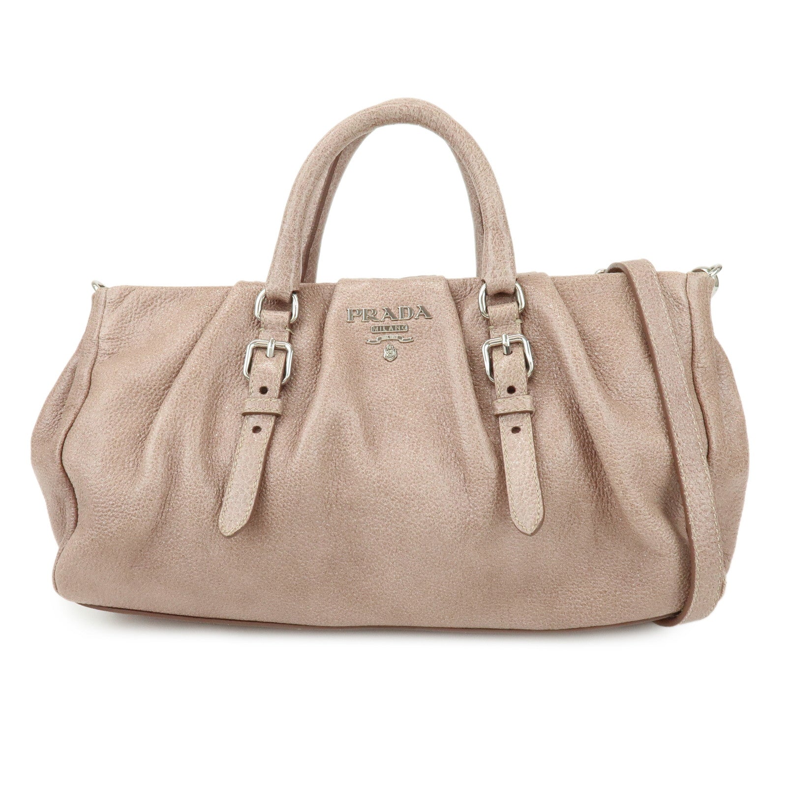 PRADA 2Way Bag Hand Bag Shoulder Bag Pink Beige BN1602