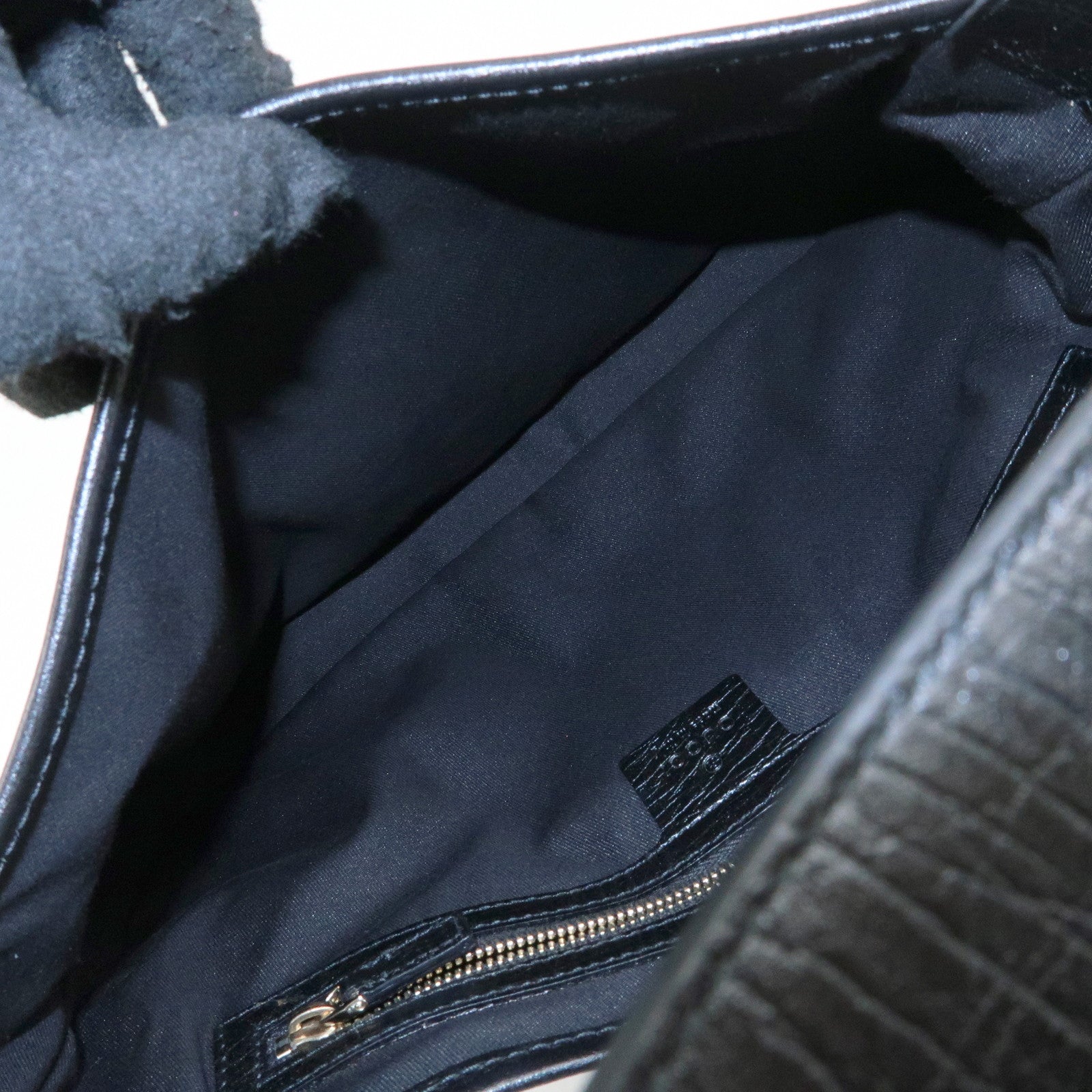 GUCCI Sherry GG Canvas Leather Shoulder Bag Hand Bag Black 130779