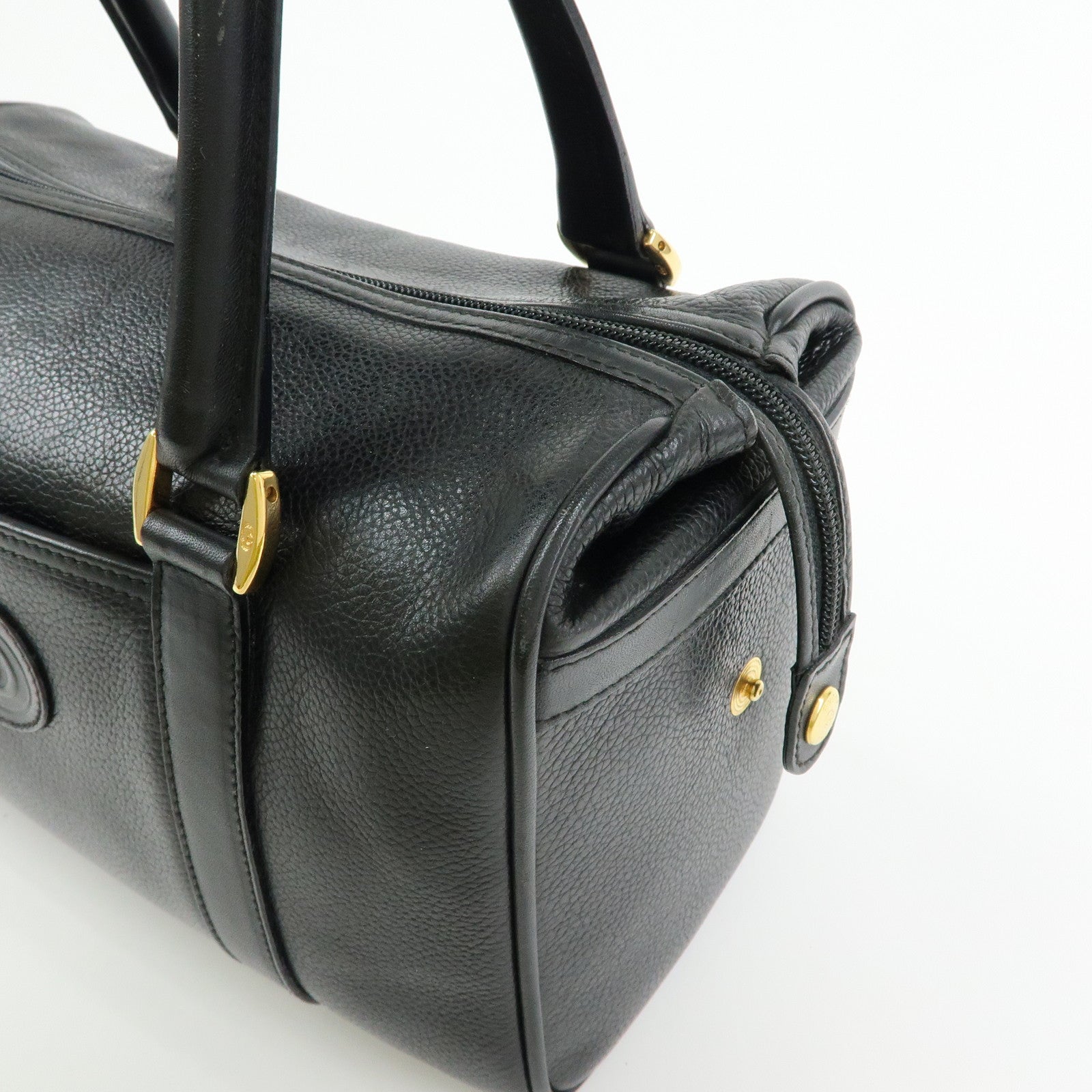 GUCCI Interlocking G Leather Boston Bag Hand Bag Black 000・58・0093
