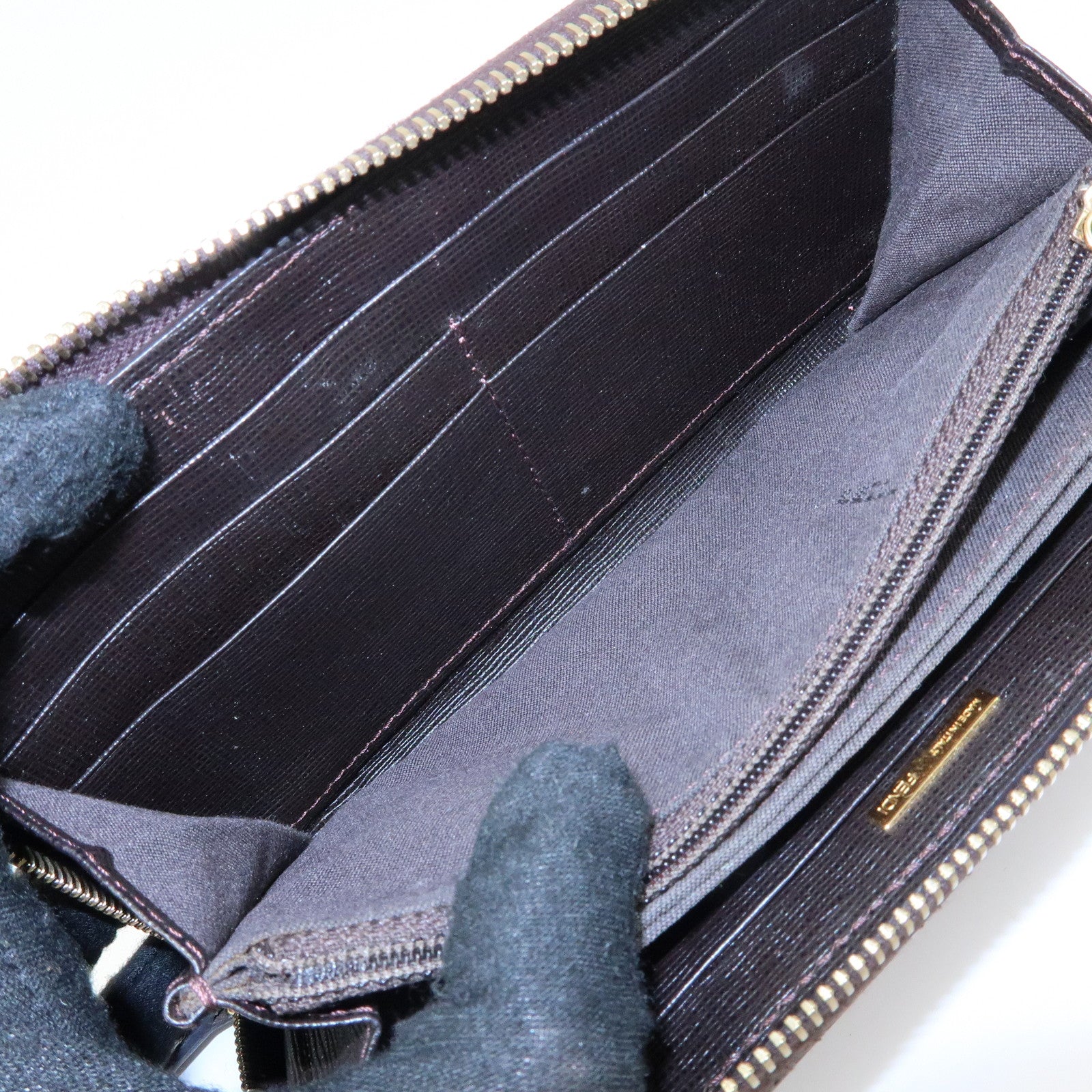 FENDI Zucca PVC Leather Zippy Round Long Wallet Brown 8M0299