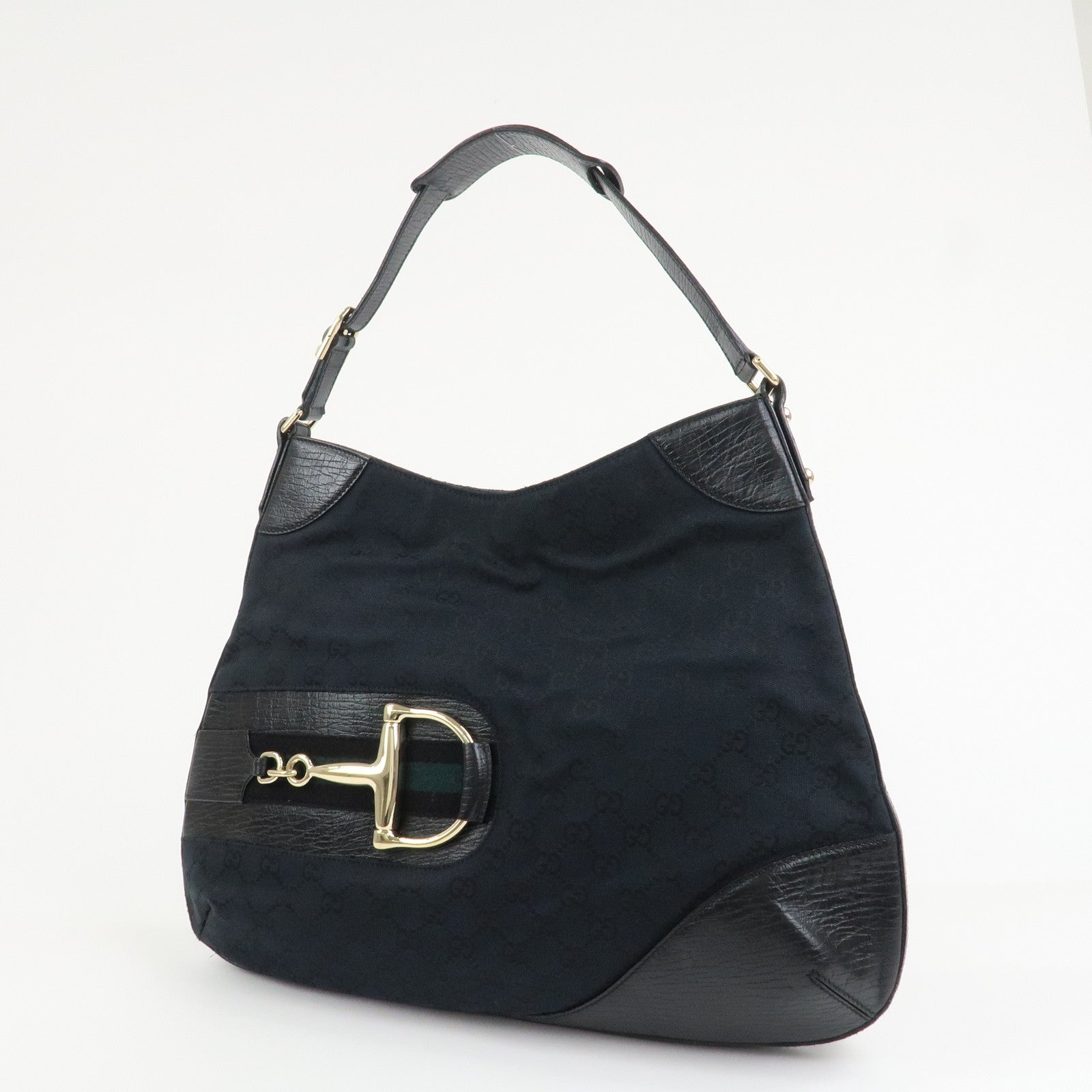 GUCCI Horsebit Shoulder Bag Hand Bag Black 137386