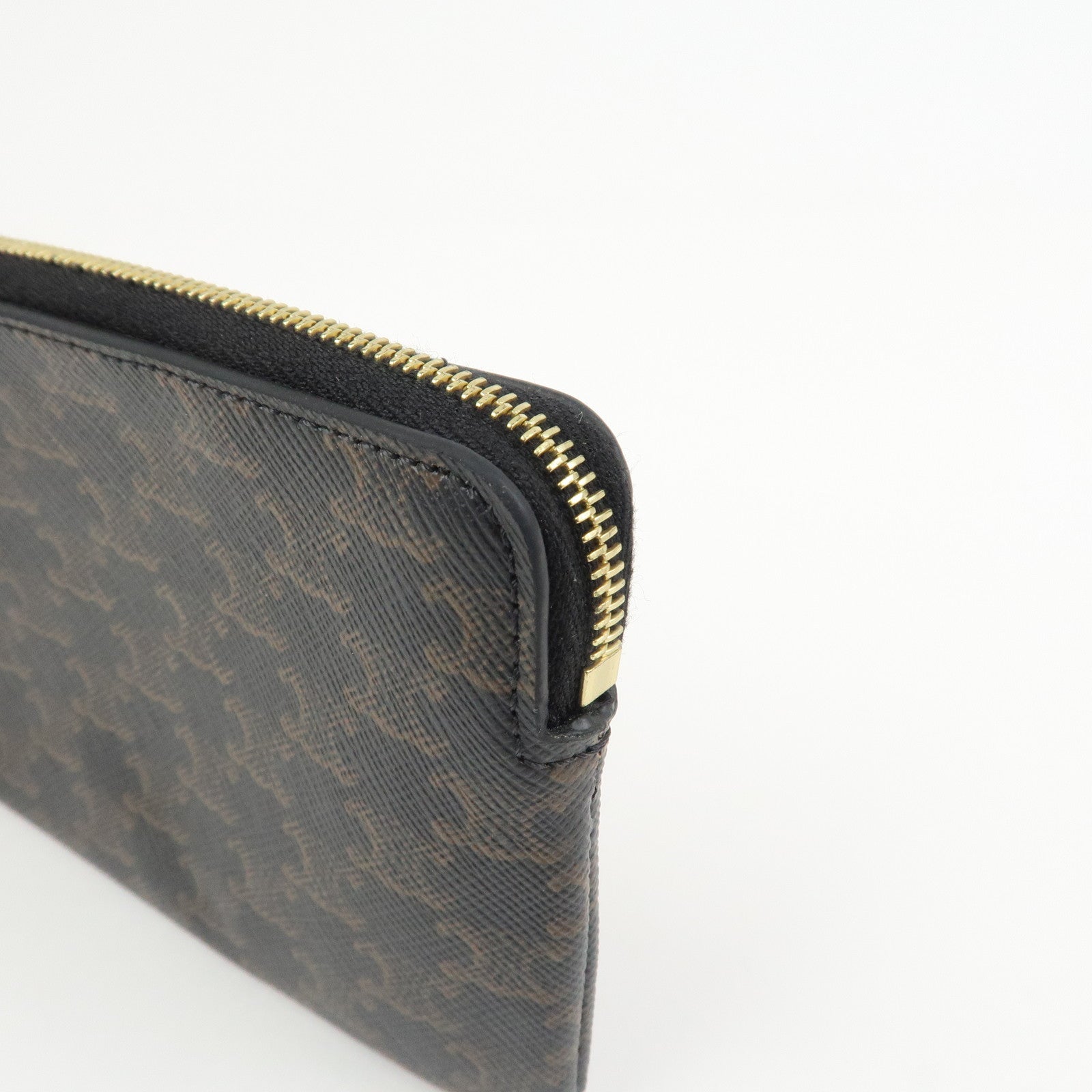 CELINE Triomphe PVC Canvas Cosmetic Pouch Black