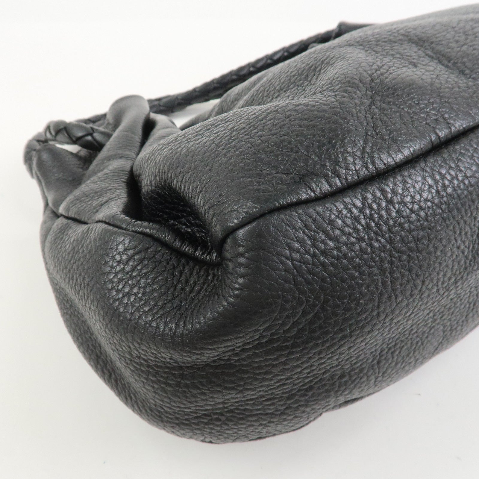 BOTTEGA VENETA Intrecciato Leather Hand Bag Shoulder Bag Black