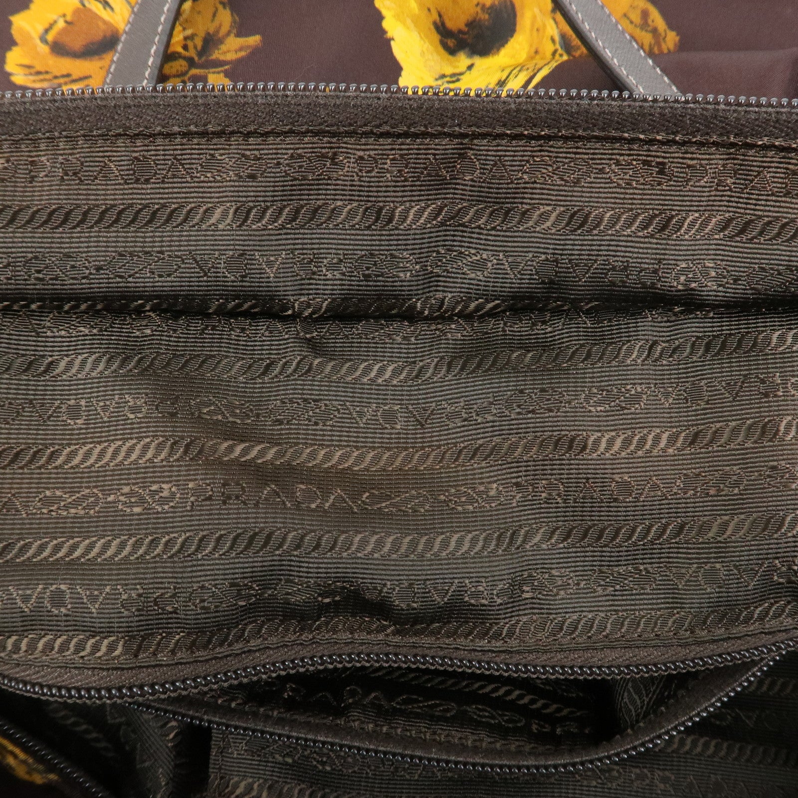 PRADA Triangle Logo Nylon Leather 2Way Shoulder Bag Flower Print