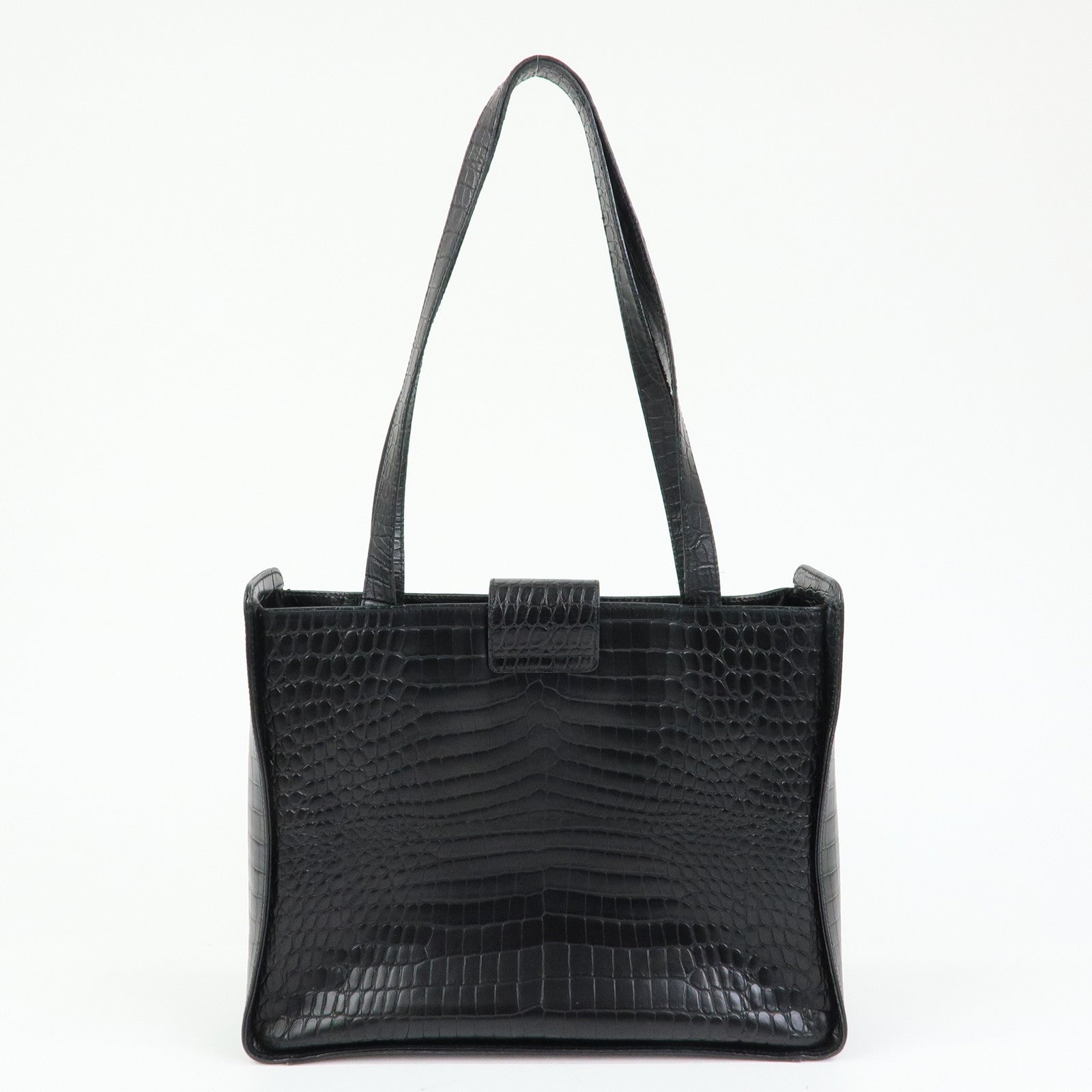 Ferragamo Vara Embossed Leather Tote Bag Shoulder Bag Black