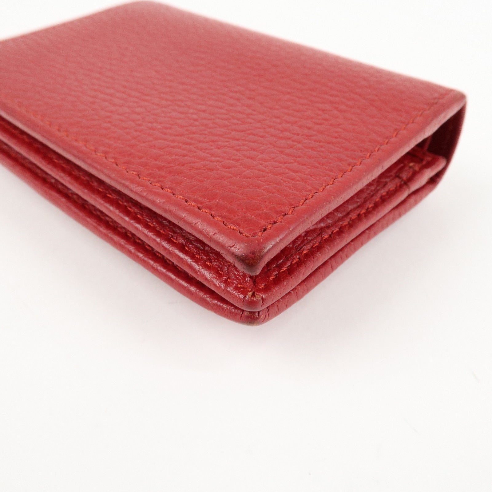 GUCCI GG Marmont Leather Bi-Fold Wallet Red 456126 Used